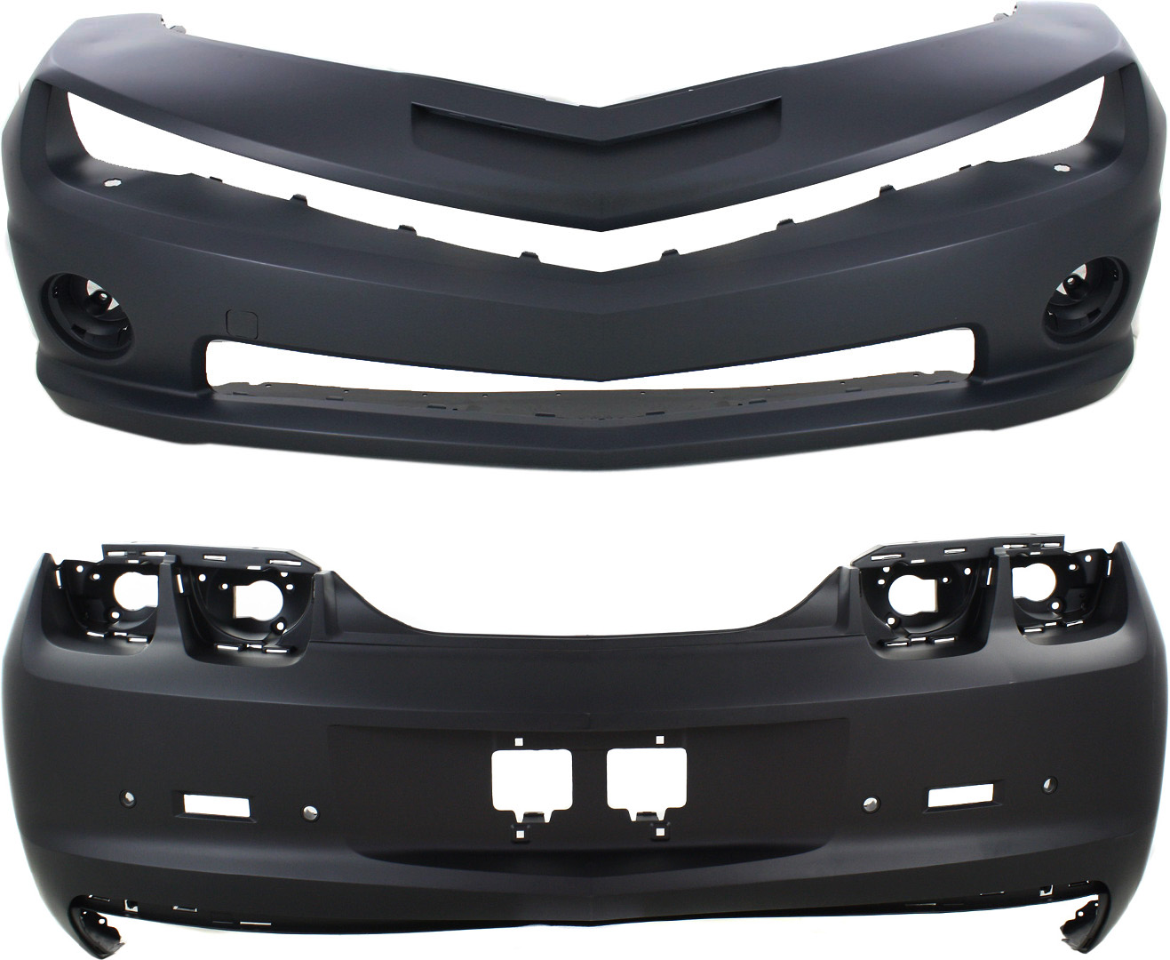 AM CAMARO 10-13 FRONT AND REAR BUMPER COVER Set of 2 Primed SS Model Convertible Coupe SKU SET REPCV010303P 2 Partslink GM1000941 GM1100847 OEM 92236557-22766177