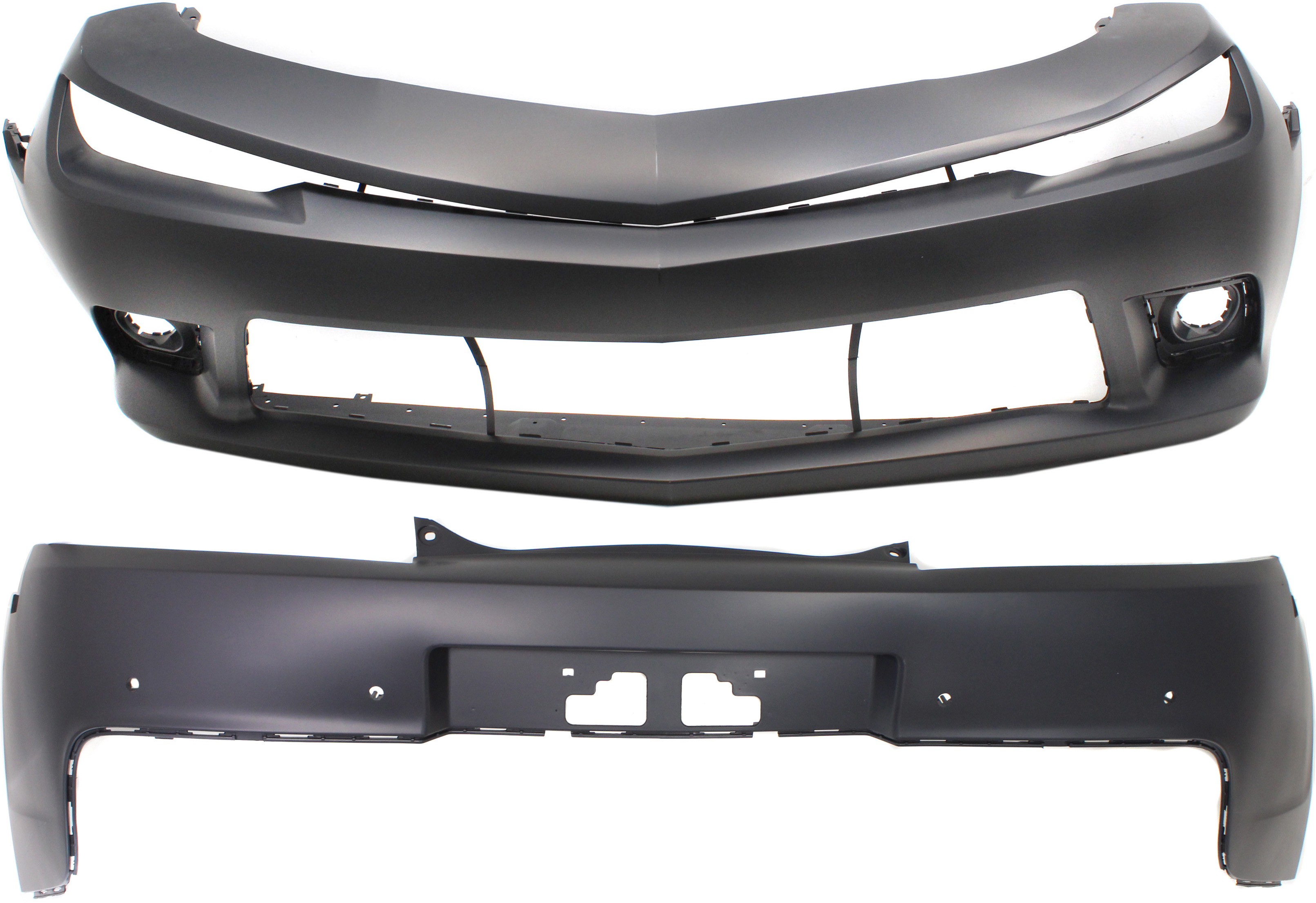 AM CAMARO 14-15 FRONT AND REAR BUMPER COVER Primed SS Model Convertible Coupe CAPA SKU SET REPCV010317PQ 2 Partslink GM1000966C GM1114107C OEM 22997719-23164145