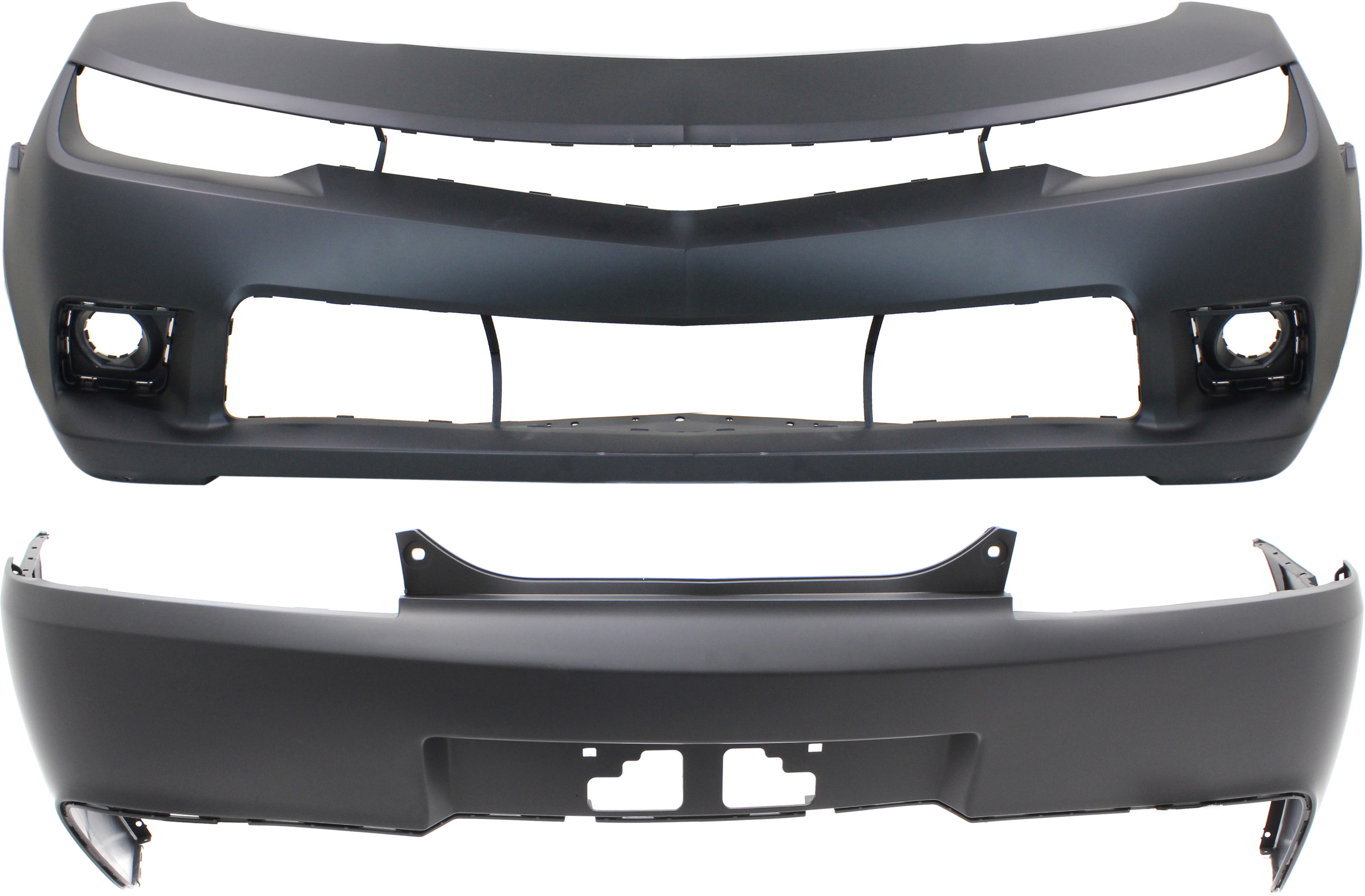 AM CAMARO 14-15 FRONT AND REAR BUMPER COVER Primed Z 28 Models Coupe SKU SET REPCV010318P 2 Partslink GM1000981 GM1114106 OEM 22997723-23164146