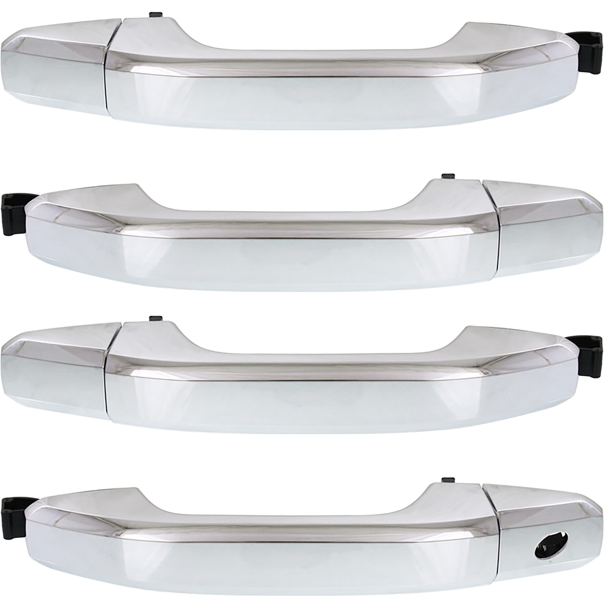 AM SILVERADO SIERRA 14-18 FRONT AND REAR EXTERIOR DOOR HANDLE RH AND LH Chrome Plastic Front LH w Key Hole Front RH and Rear RH and LH w o Key Hole Handle+Cover SKU SET REPCV462123-4 Partslink GM1520151 GM1311194 GM1310194 OEM 22923598-22923594