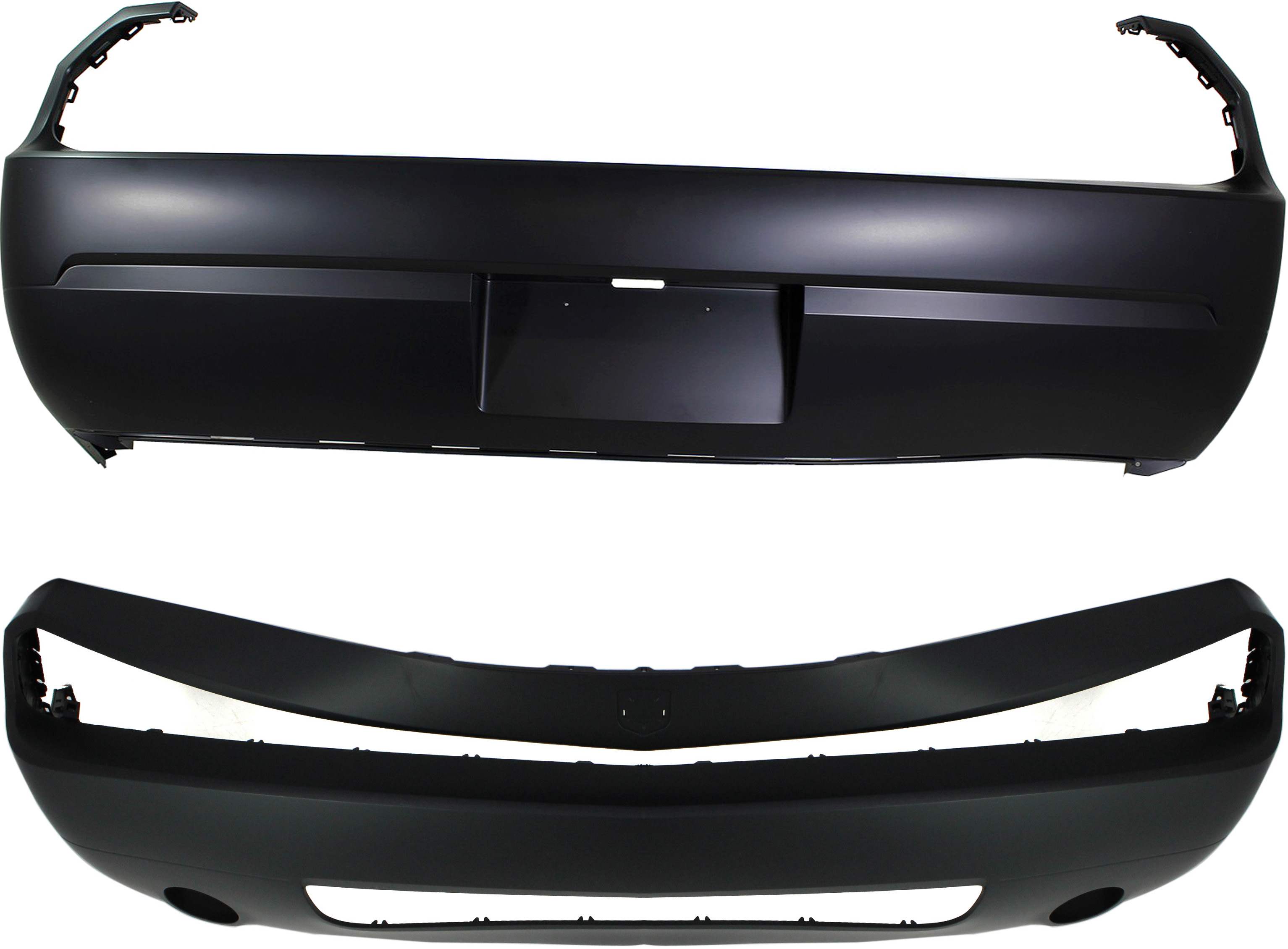 AM CHALLENGER 08-10 FRONT AND REAR BUMPER COVER Primed SKU SET REPD010313P 2 Partslink CH1000969 CH1100934 OEM 68043387AB 68292069AA