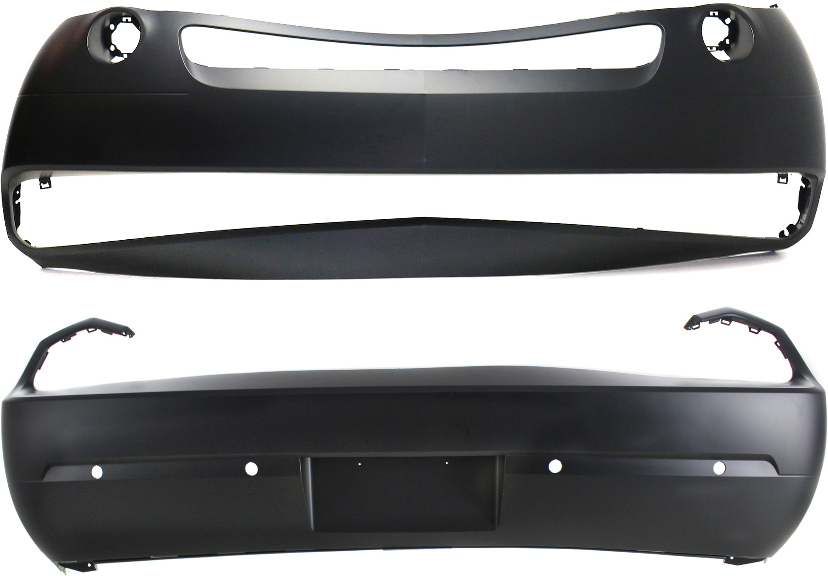 AM CHALLENGER 12-14 FRONT AND REAR BUMPER COVER Primed SKU SET REPD010379P 2 Partslink CH1000994 CH1100974 OEM 68109836AB 68144509AA