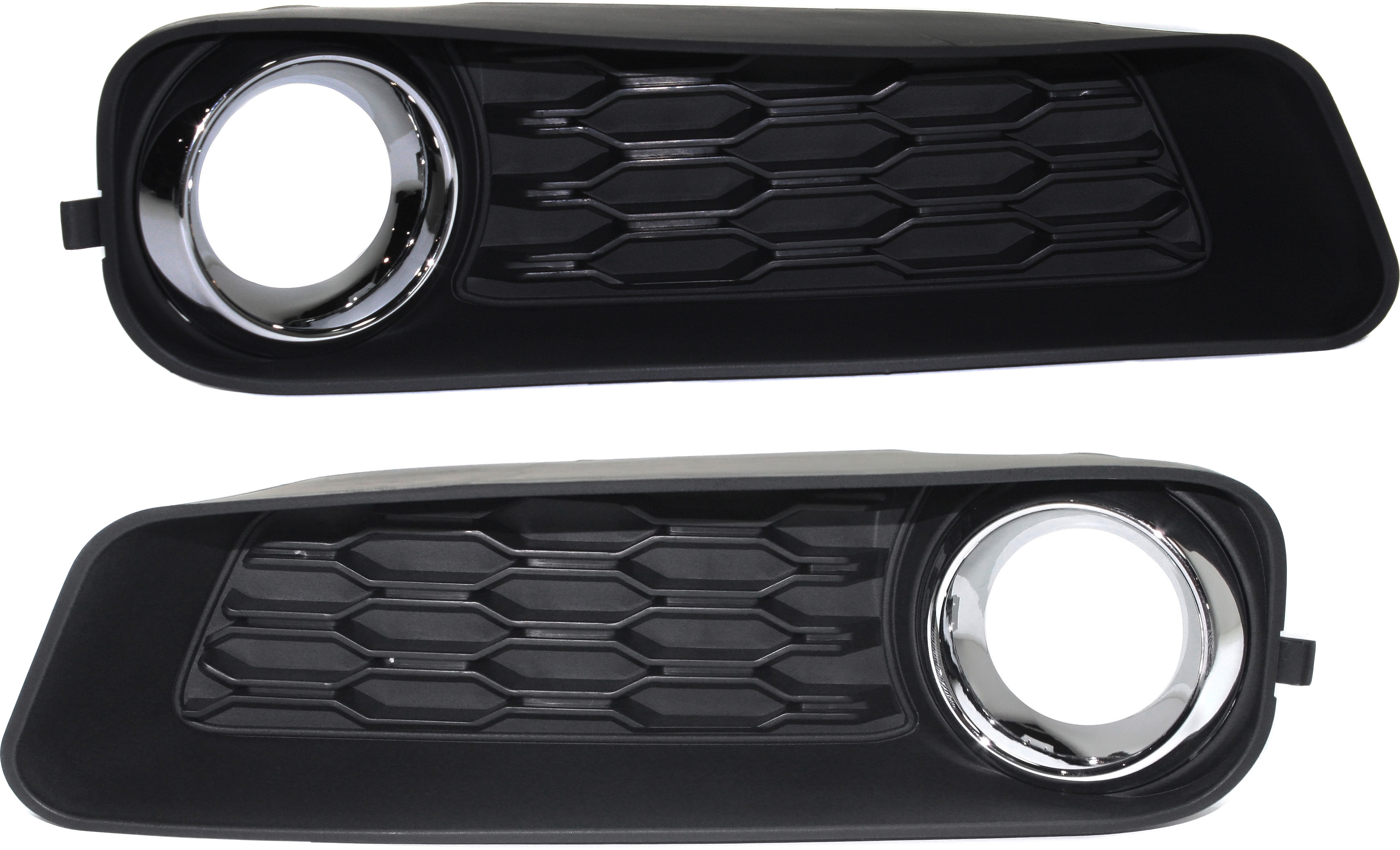 AM AVENGER 11-14 FRONT FOG LAMP MOLDING RH AND LH Textured Black w chrome ring SKU SET REPD015509 Partslink CH1039121 CH1038121 OEM 68082018AA 68082019AA