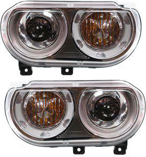 AM CHALLENGER 08-14 HEAD LAMP RH AND LH Lens and Housing HID Xenon w o HID Kit SKU SET REPD100129 Partslink CH2503219 CH2502219 OEM 5028778AB 5028779AB