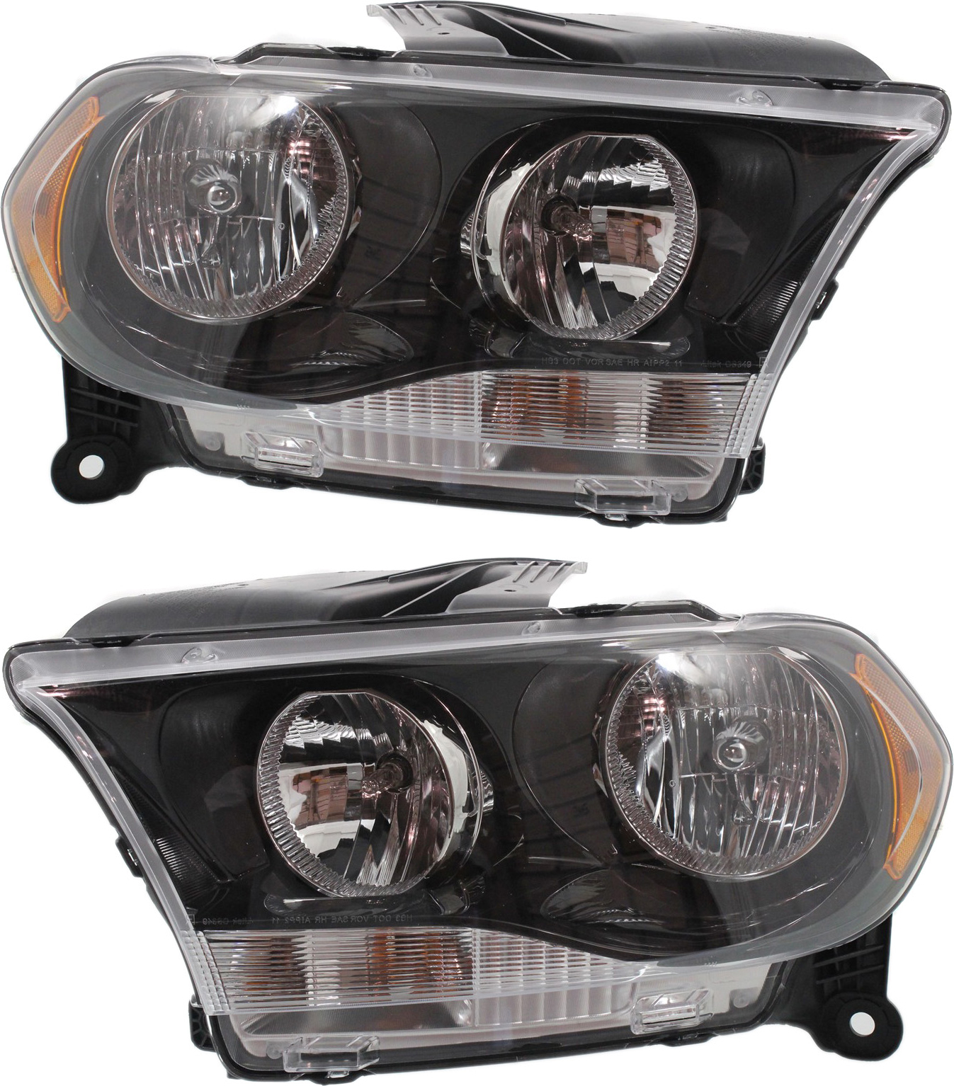 AM DURANGO 11-13 HEAD LAMP RH AND LH Assembly Halogen Black Interior SKU SET REPD100149 Partslink CH2503229 CH2502229 OEM 68084076AC 68084076AB 68084077
