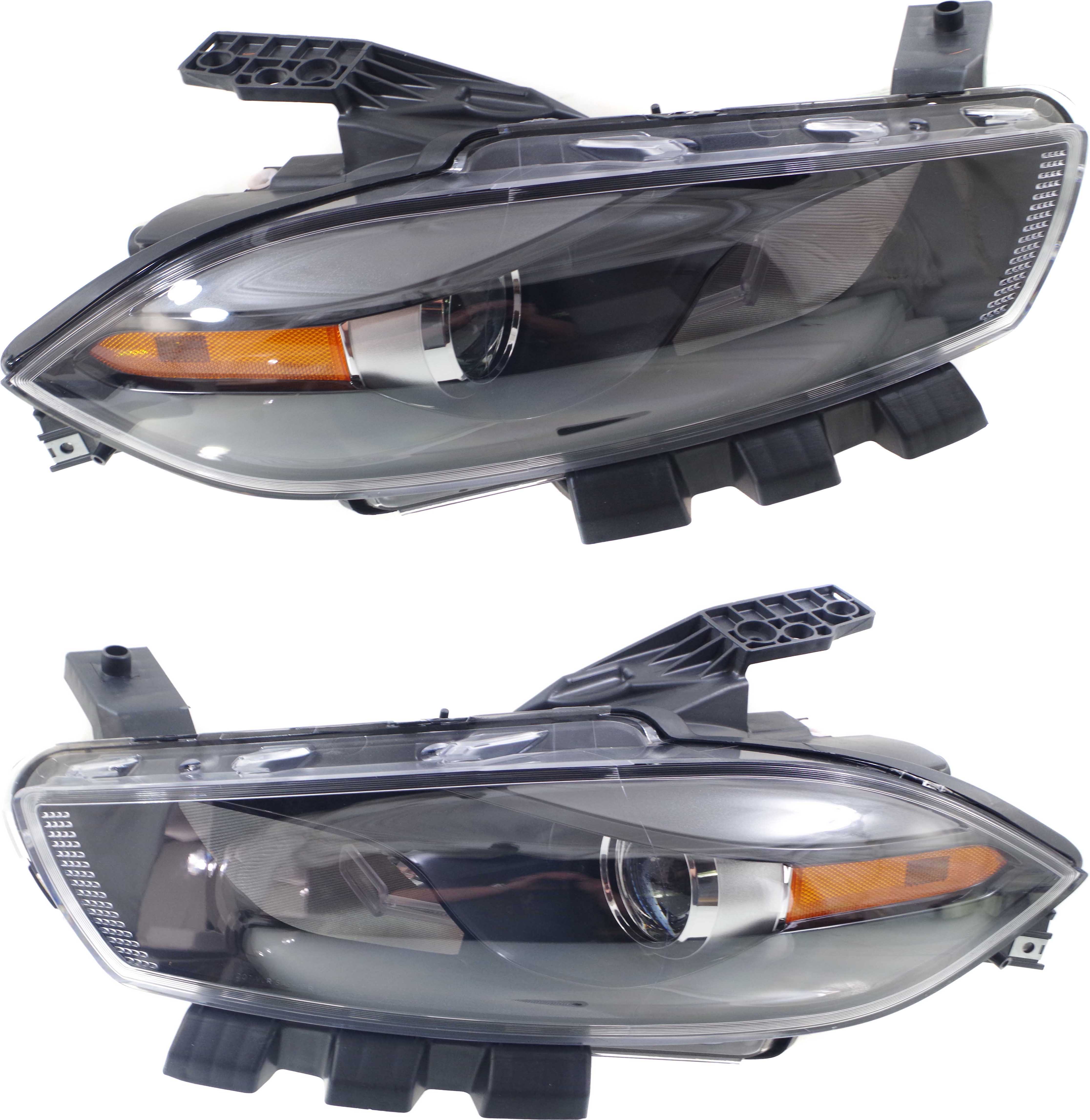 AM DART 13-16 HEAD LAMP RH AND LH Assembly Halogen Black Interior CAPA SKU SET REPD100153Q Partslink CH2502240C CH2503240C OEM 68085140AL 68085141AL