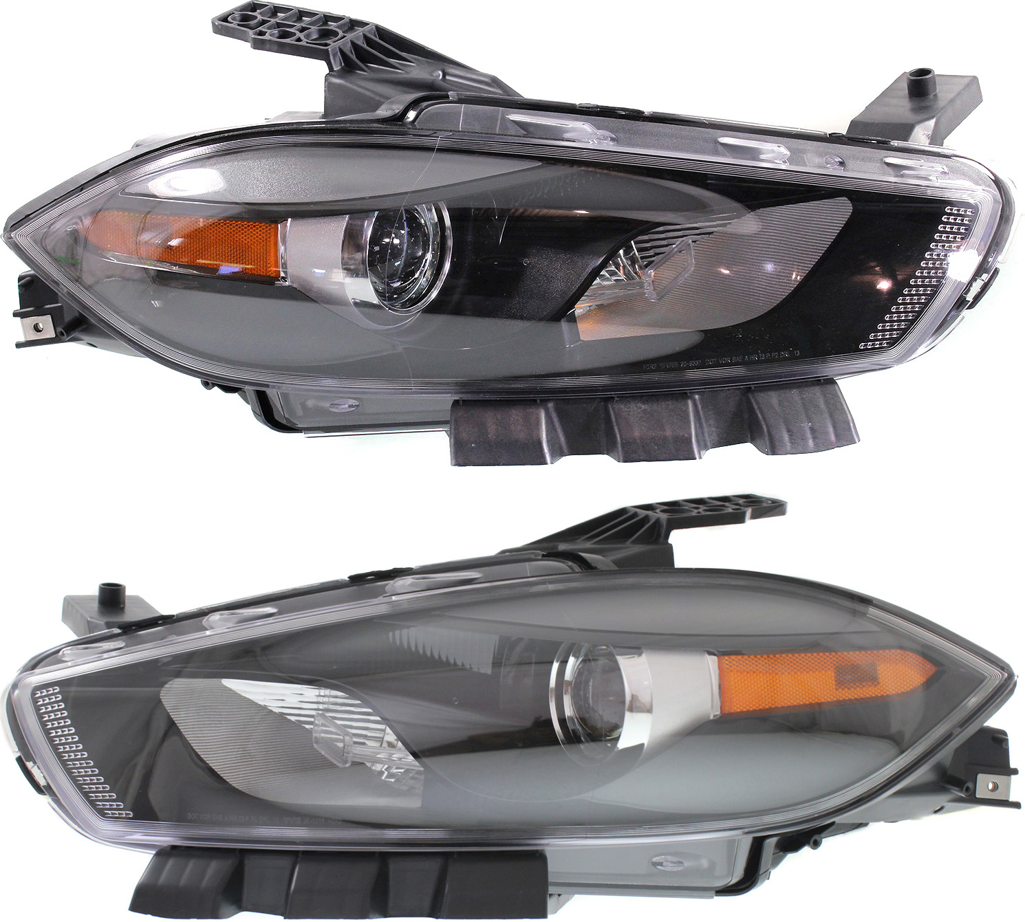 AM DART 13-16 HEAD LAMP RH AND LH Assembly Halogen Black Interior SKU SET REPD100153 Partslink CH2502240 CH2503240 OEM 68085140AL 68085141AL