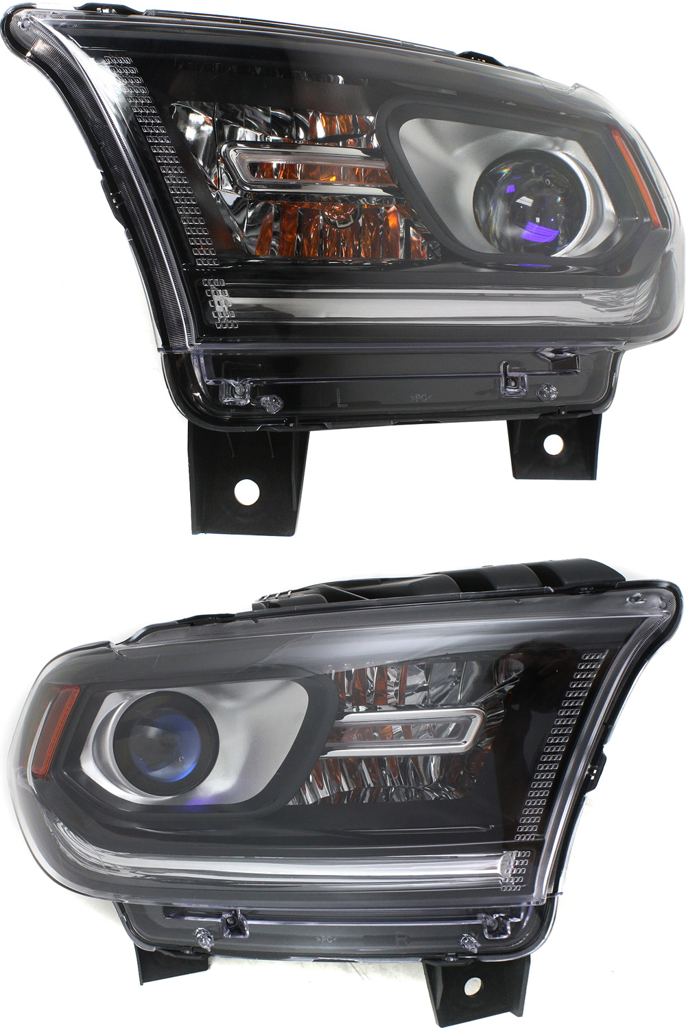 AM DURANGO 14-17 HEAD LAMP RH AND LH Assembly Halogen Black Interior w o LED Daytime Running Light SXT GT Models SKU SET REPD100171 Partslink CH2503255 CH2502255 OEM 68184826AI 68184826AF 68184827