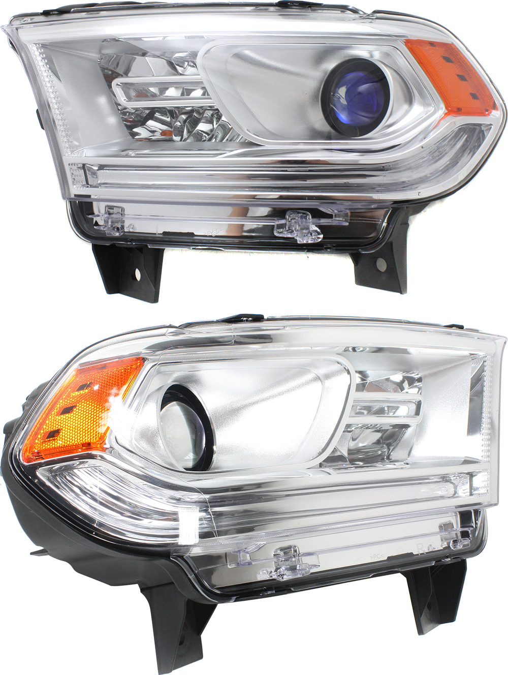 AM DURANGO 14-17 HEAD LAMP RH AND LH Assembly Halogen Chrome Interior w o LED Daytime Running Light SKU SET REPD100173 Partslink CH2503256 CH2502256 OEM 68188730AI 68188730AF 68188731