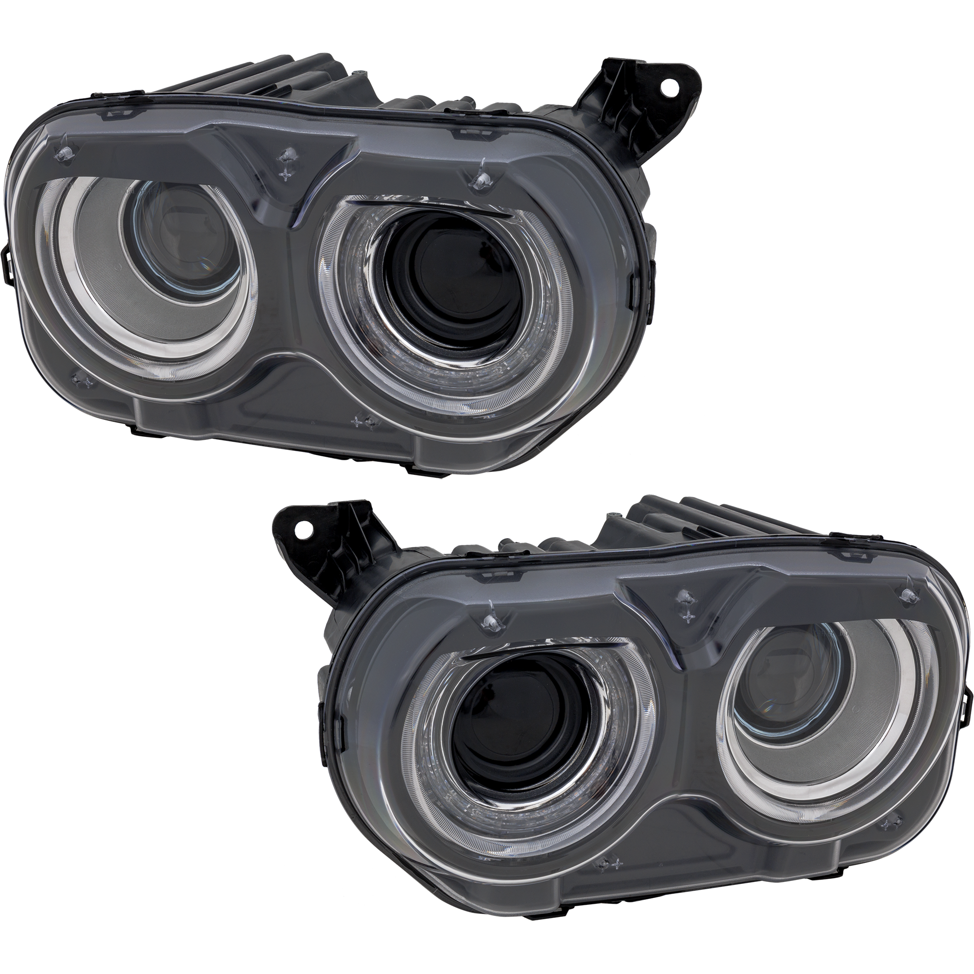 AM CHALLENGER 15-23 HEAD LAMP RH AND LH Assembly Halogen w o Air Ducts SKU SET REPD100179 Partslink CH2503267 CH2502267 OEM 68174064AG 68174064AF 68174065