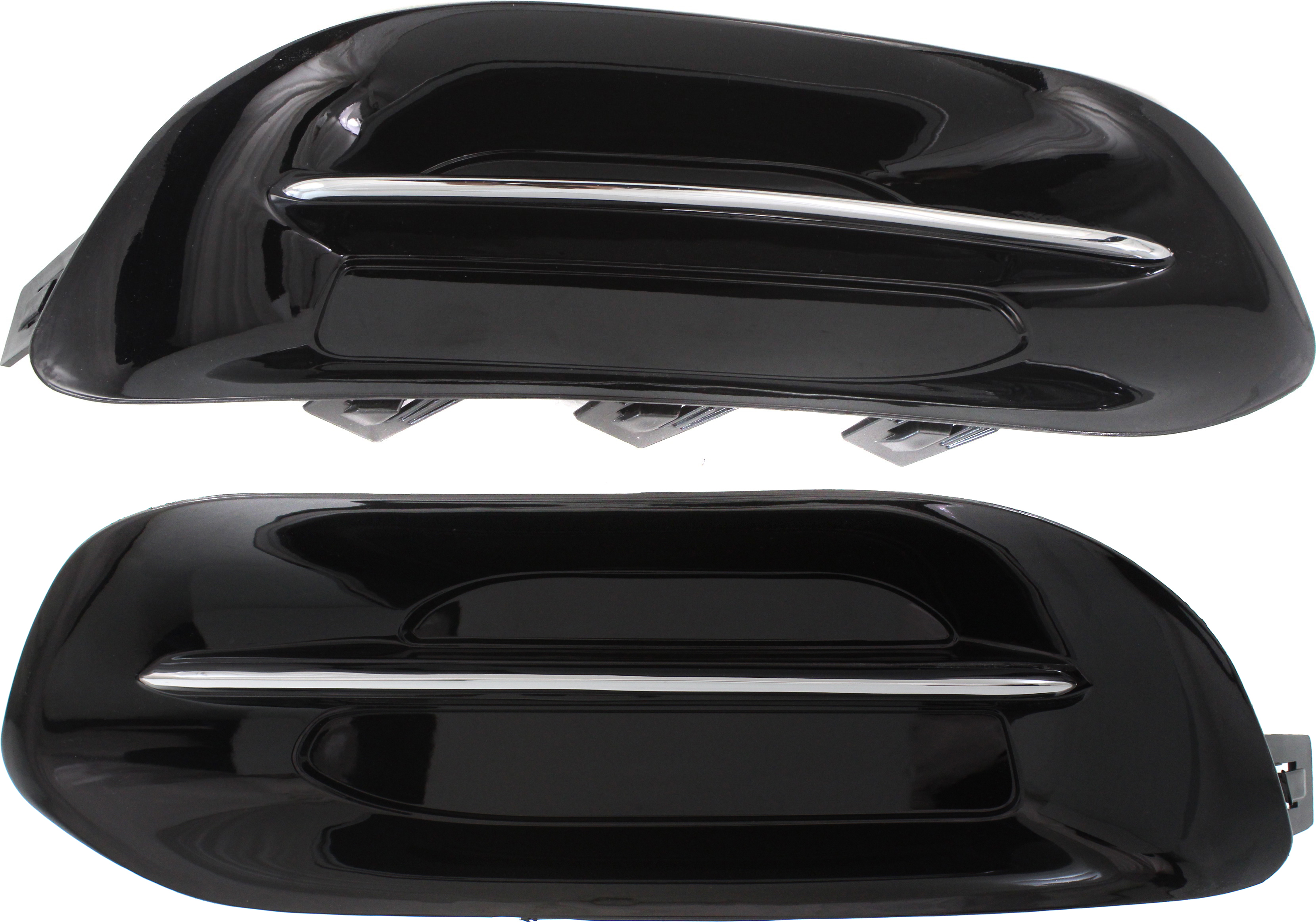 AM DART 13-14 FRONT FOG LAMP COVER RH AND LH Black w chrome trims w o fog light hole CAPA SKU SET REPD108613Q Partslink CH1038142C CH1039142C OEM 68163980AA 68163981AA