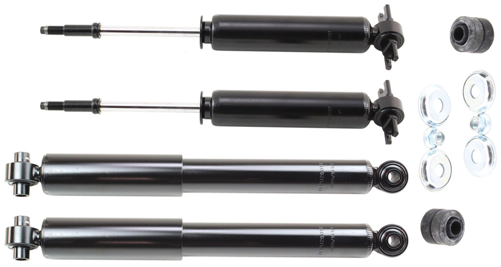 AM RAM 1500-02-08 FRONT AND REAR SHOCK RH AND LH Gas Charged Twin tube Rear Wheel Drive Set of 4 SKU SET REPD280101-4 OEM 5072921AB 5072921AC 52855791AC