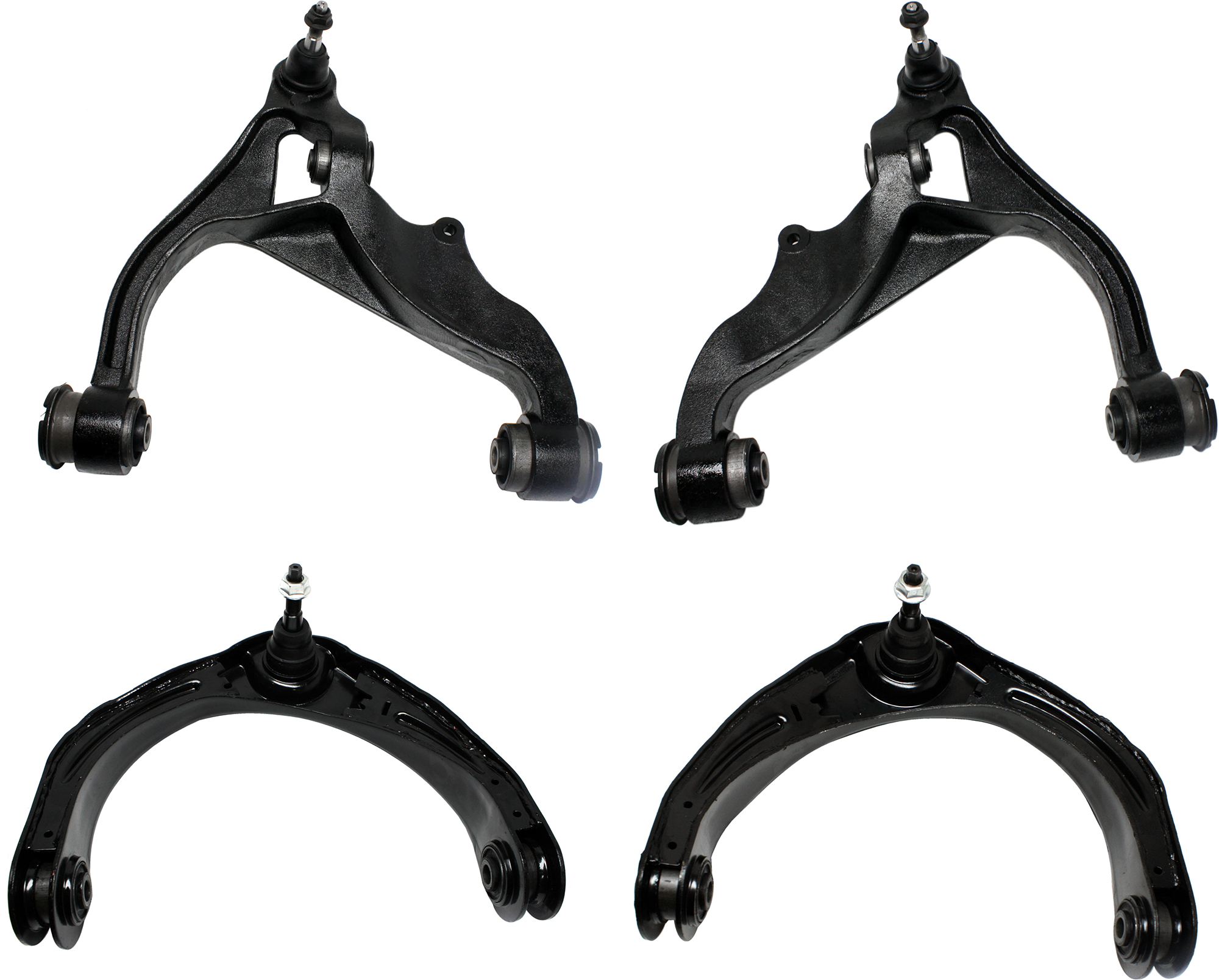 AM RAM 1500-06-08 FRONT CONTROL ARM RH AND LH Upper and Lower w Ball Joint and Bushings Four Wheel Drive Set of 4 SKU SET REPD281526-4 OEM 55366438AE 55366438AG 55366438