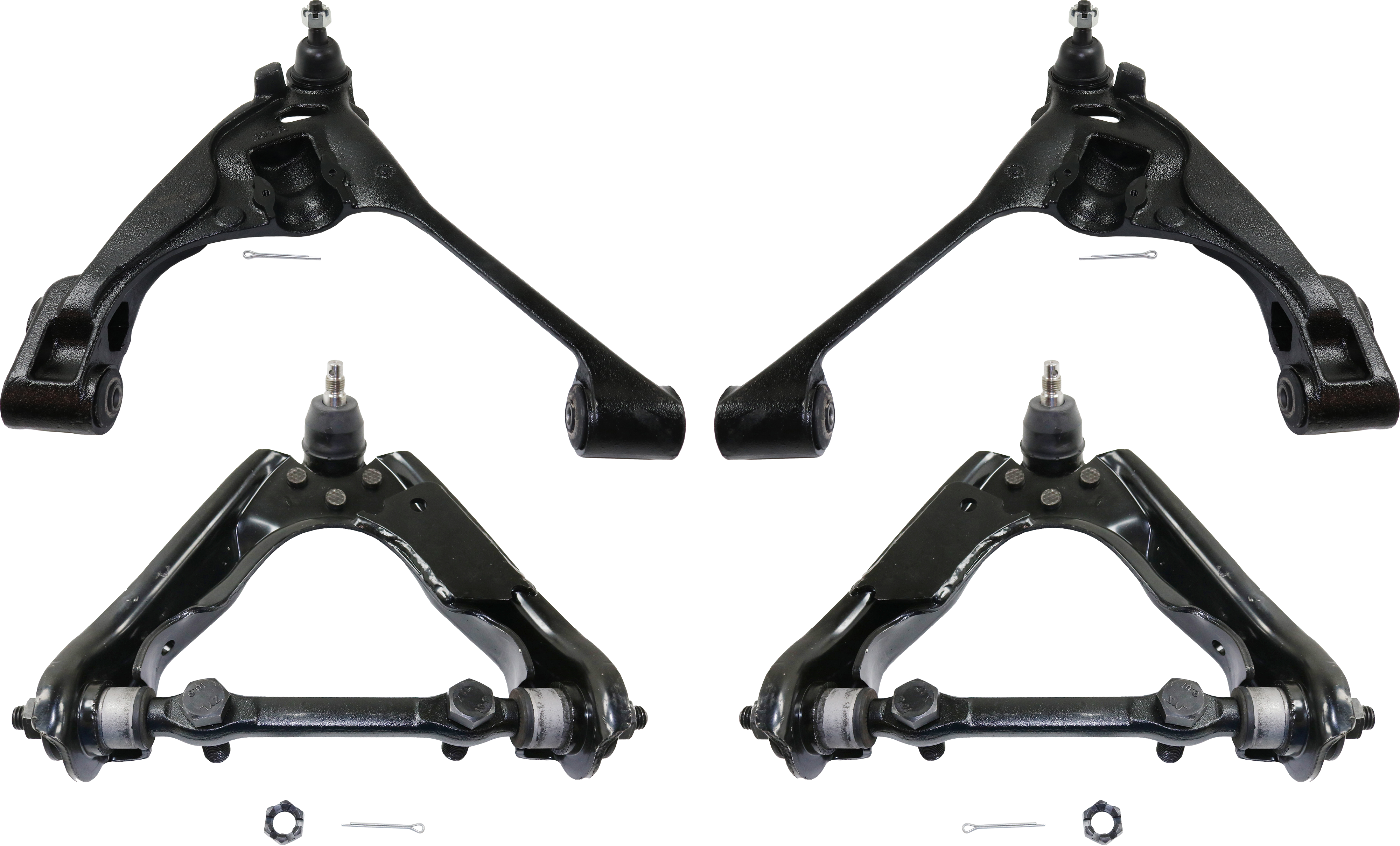 AM DAKOTA 00-04 FRONT CONTROL ARM RH AND LH Upper and Lower w Ball Joint and Bushing Four Wheel Drive SKU SET REPD281543-4 OEM 52106396AA 52106397AA 5166386A