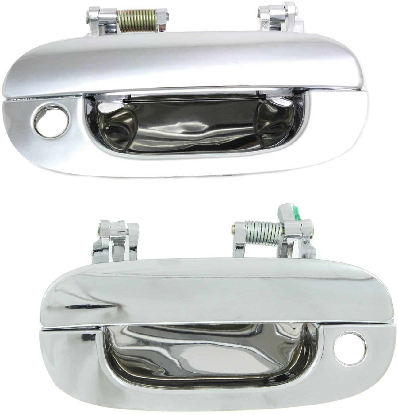 AM RAM 1500-97-01 FRONT EXTERIOR DOOR HANDLE RH AND LH All Chrome w Keyhole SKU SET REPD462123C OEM 55275022 PFM 55275023 PFM