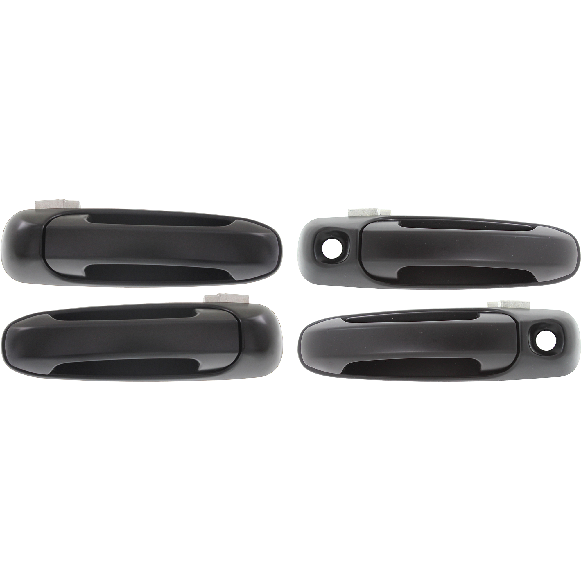 AM DODGE FULL SIZE P U 02-09 DAKOTA 05-11 FRONT AND REAR EXTERIOR DOOR HANDLE RH AND LH Smooth Black Front w Key Hole Rear w o Key Hole SKU SET REPD491367-4 Partslink FDH010030 FDH010029 OEM 55275684AB PFM 55275685AB PFM