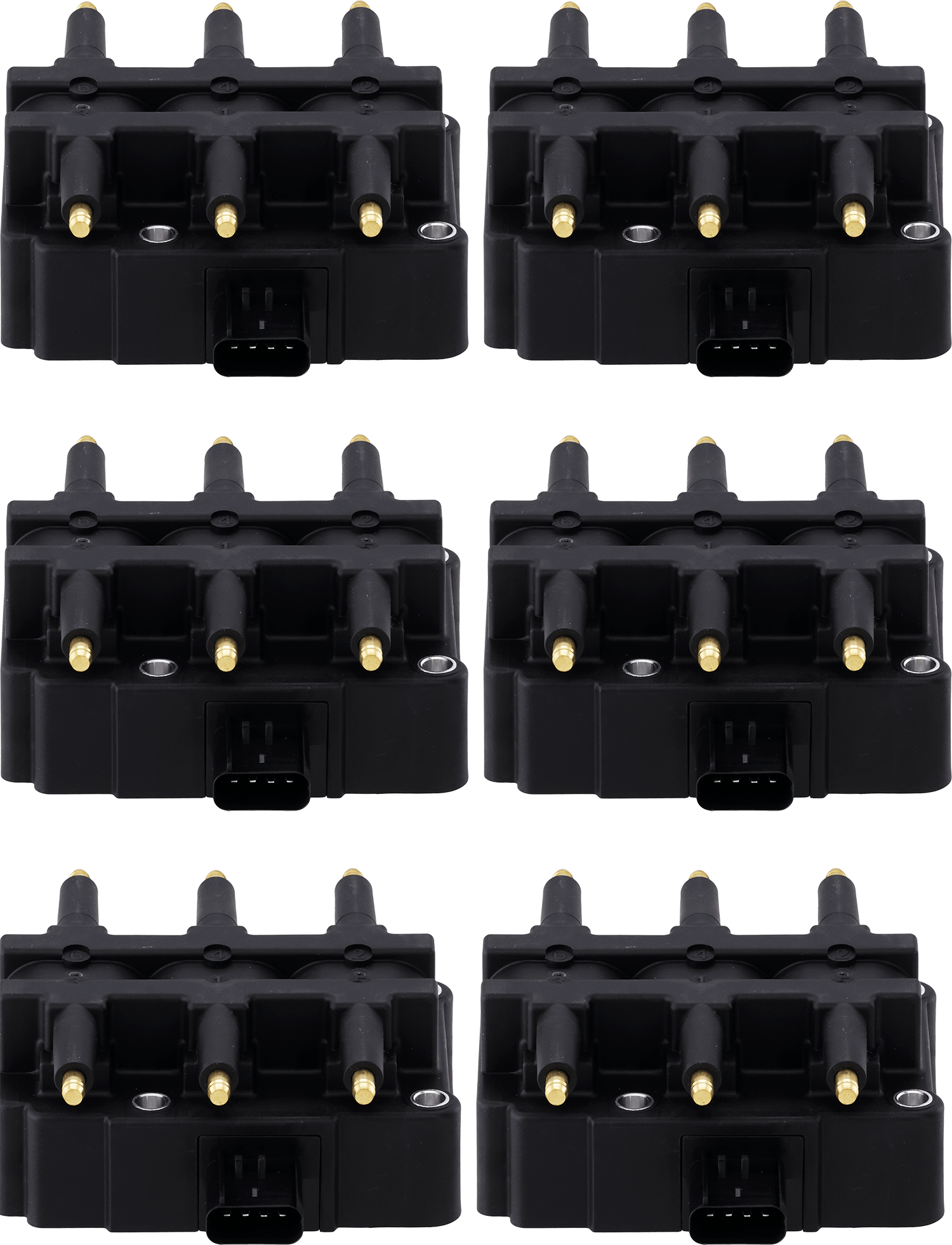 AM GRAND CARAVAN 01-10 IGNITION COIL Set of 6 Assembly 12 V 4 Blade Terminal Type Distributorless Mounting SKU SET REPD504610-6