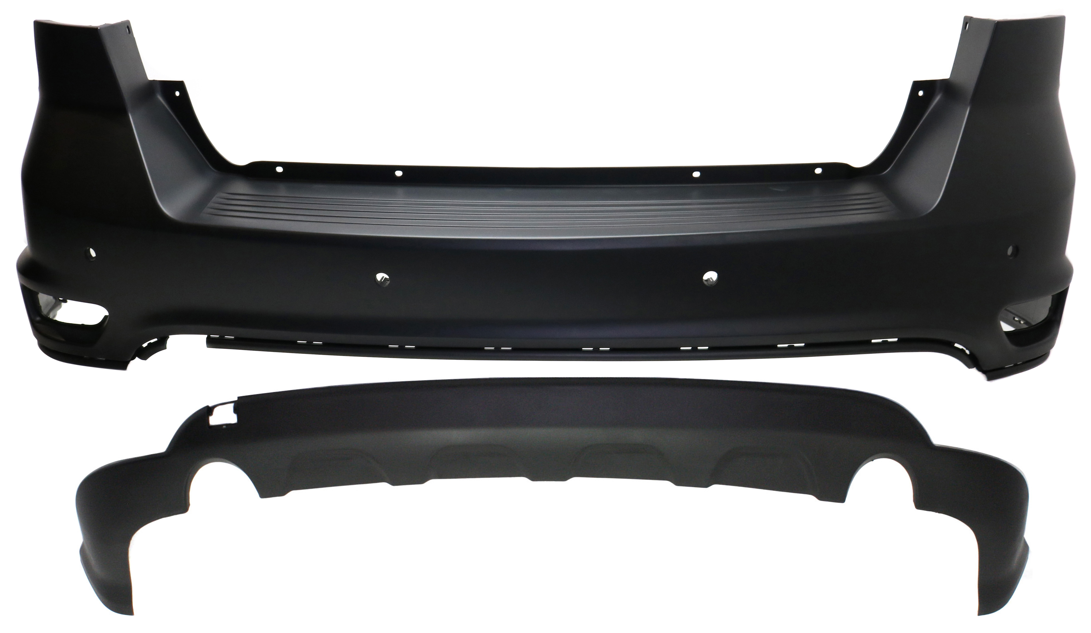 AM JOURNEY 11-19 REAR BUMPER COVER Upper and Lower w Fascia 2 pc design w o Chrome CAPA SKU SET REPD760146PQ 2 Partslink CH1114101C CH1115107C OEM 1TY36TZZAF 1TY36TZZAE 68088787