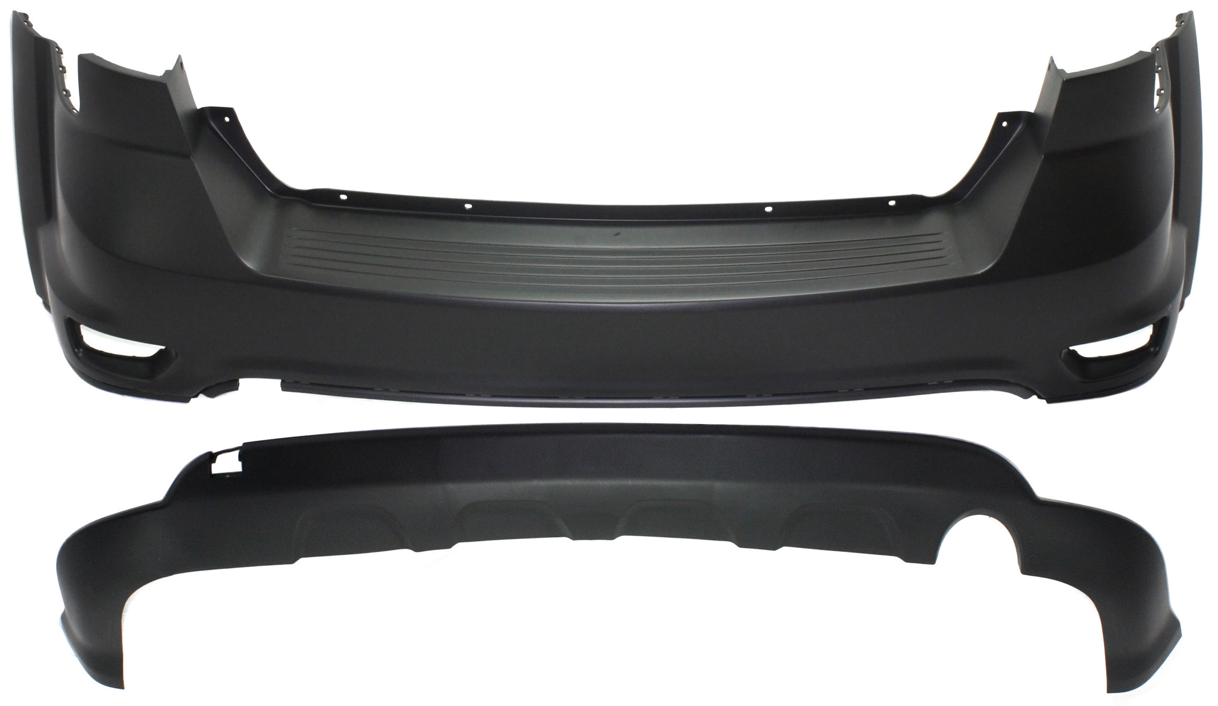 AM JOURNEY 11-19 REAR BUMPER COVER Upper and Lower w Fascia 2 pc design w o Chrome SKU SET REPD760147P 2 Partslink CH1114102 CH1115106 OEM 1TY37TZZAF 68088788AB