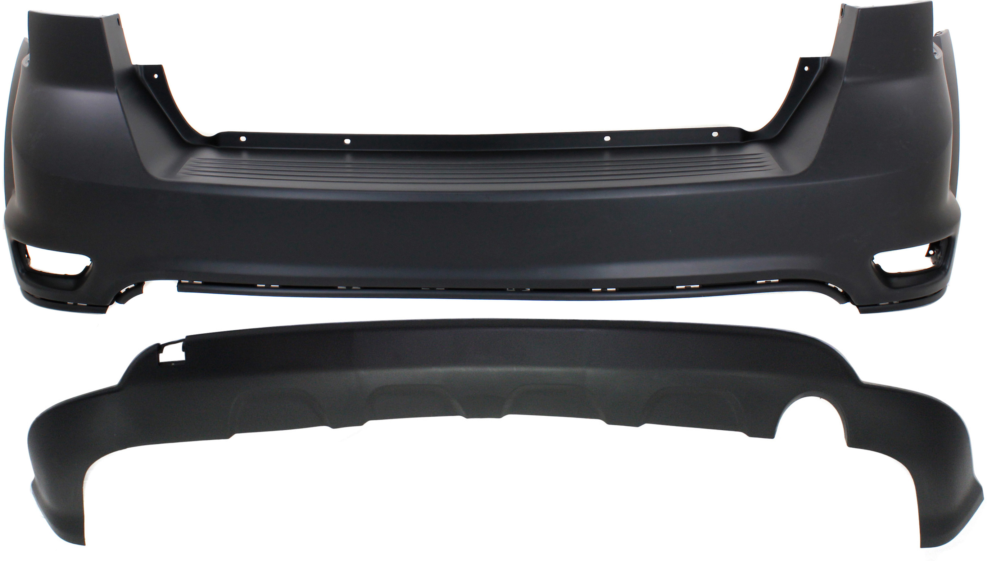 AM JOURNEY 11-19 REAR BUMPER COVER Upper and Lower w Fascia 2 pc design w o Chrome CAPA SKU SET REPD760147PQ 2 Partslink CH1114102C CH1115106C OEM 1TY37TZZAF 68088788AB