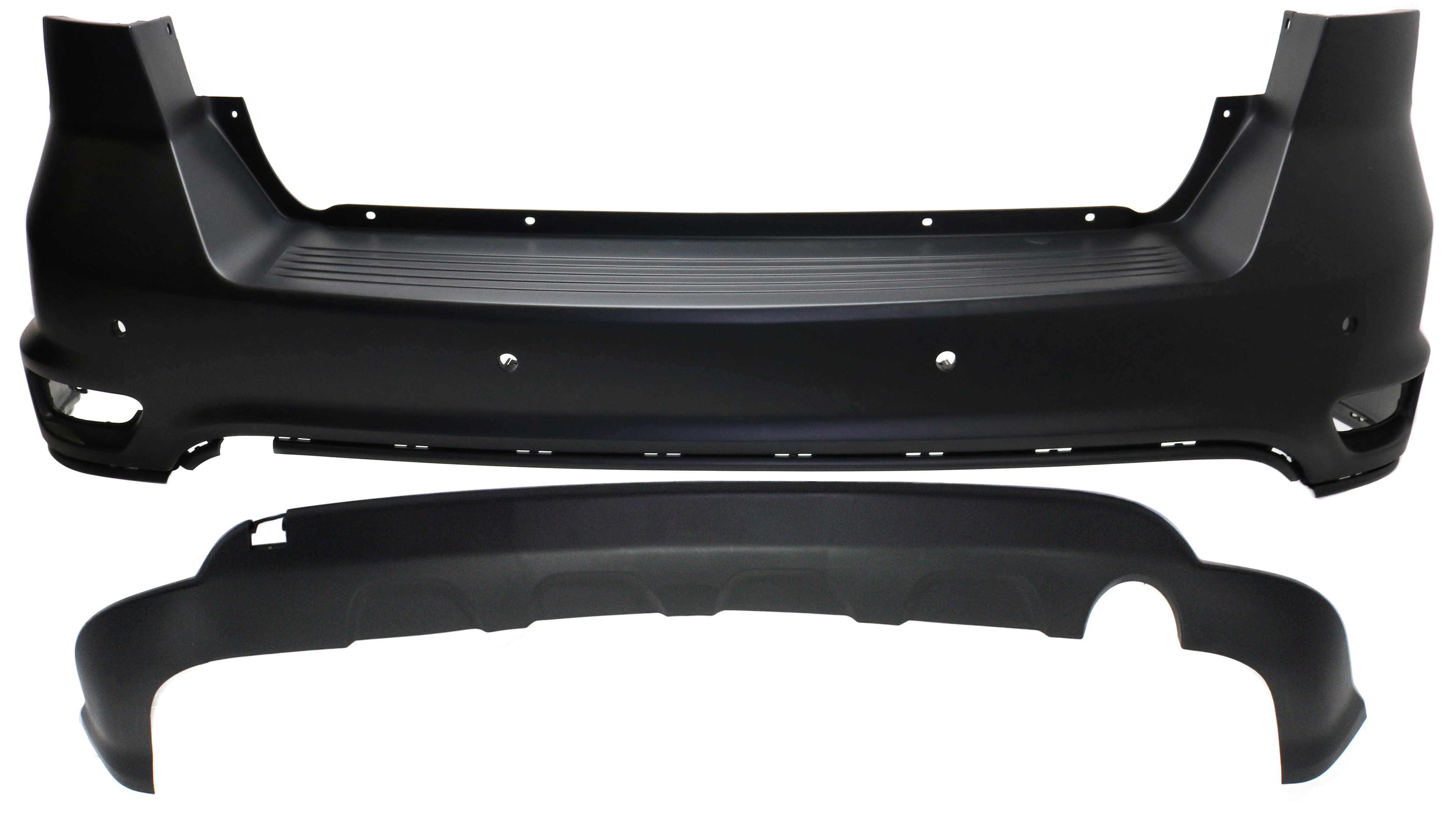 AM JOURNEY 11-19 REAR BUMPER COVER Upper and Lower w Fascia 2 pc design w o Chrome CAPA SKU SET REPD760148Q 2 Partslink CH1114101C CH1115106C OEM 1TY36TZZAF 1TY36TZZAE 68088788