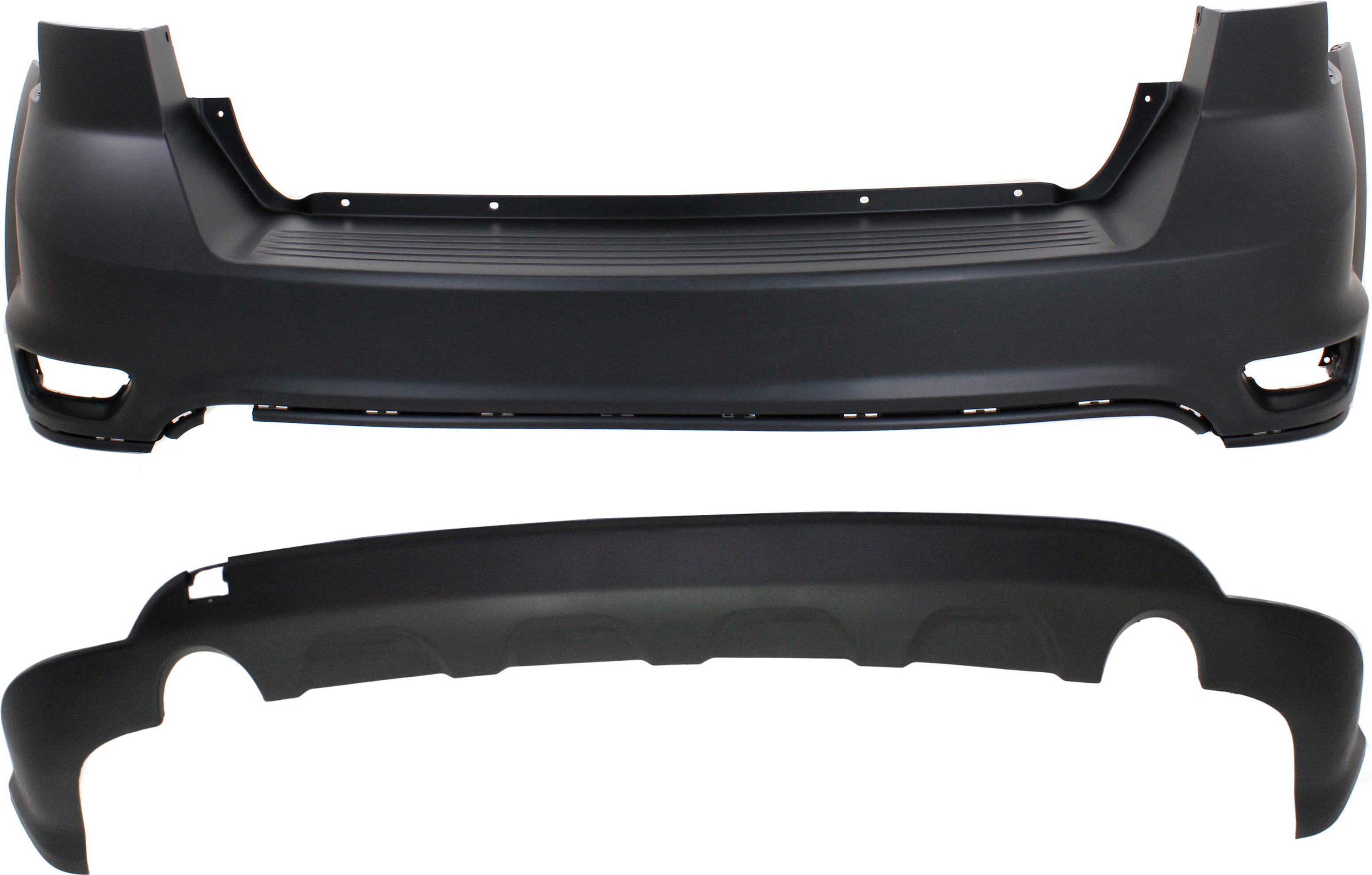 AM JOURNEY 11-20 REAR BUMPER COVER Upper and Lower with Fascia 2 pc design without Chrome CAPA SKU SET REPD760149Q 2 Partslink CH1114102C CH1115107C OEM 1TY37TZZAF 68088787AB
