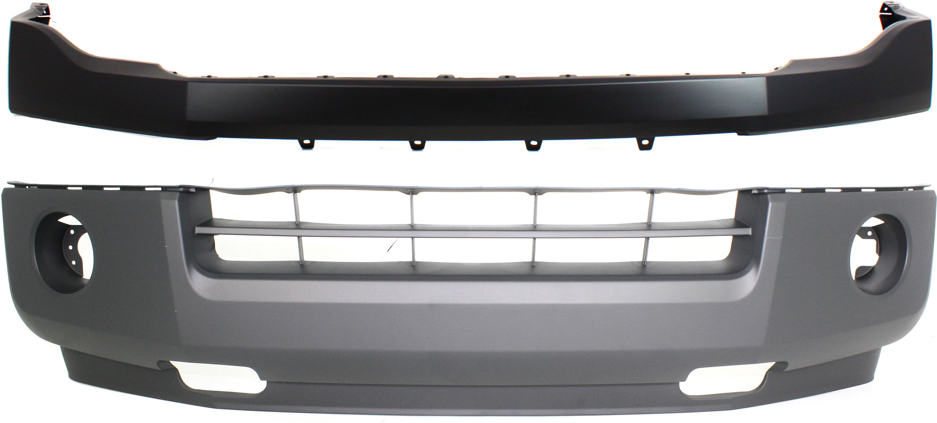 AM EXPEDITION 07-14 BUMPER COVER Set of 2 Front Upper and Lower CAPA SKU SET REPF010303PQ 2 Partslink FO1000631C FO1014103C OEM 7L1Z17D957AA 7L1Z17D957APTM