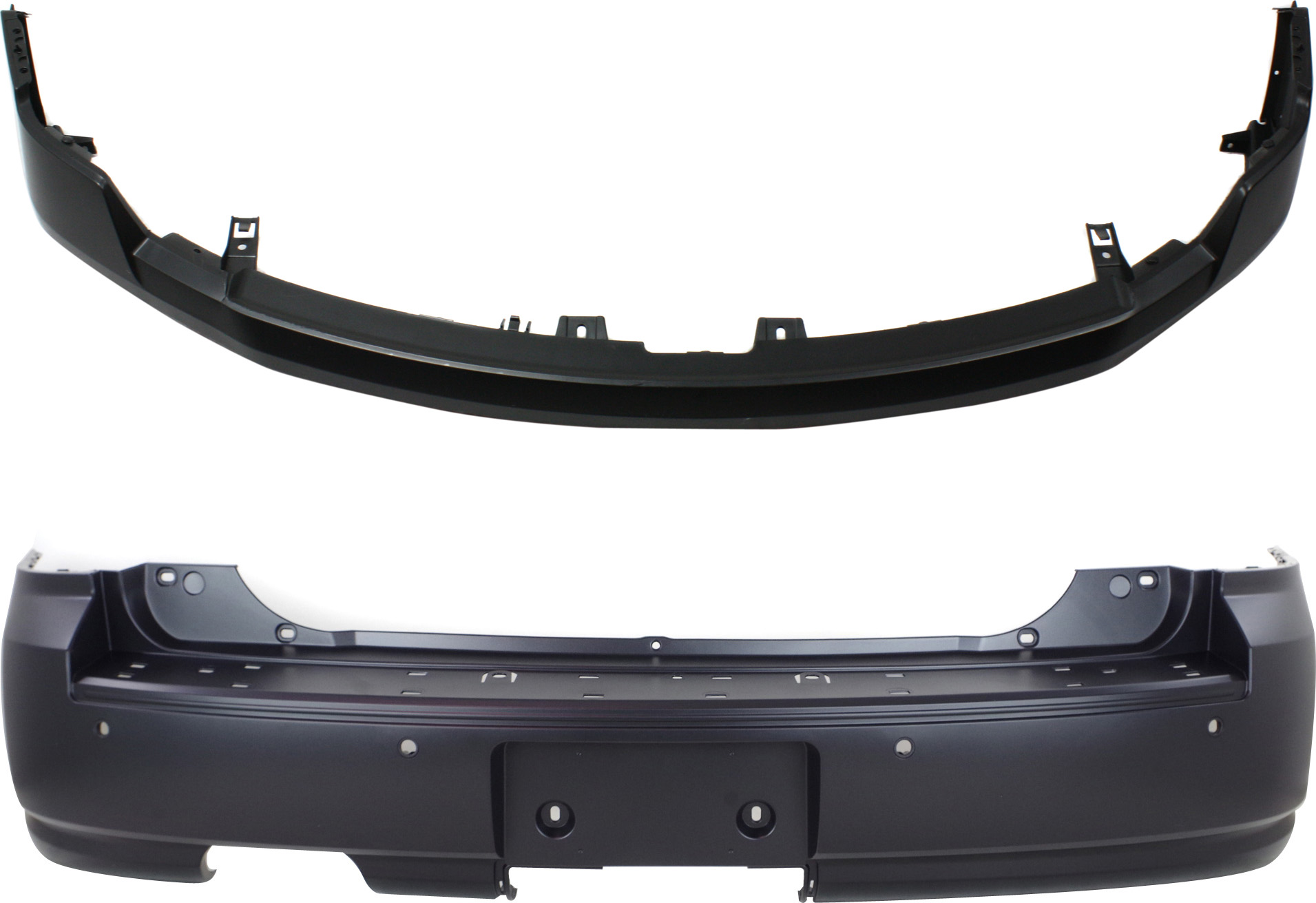 AM FLEX 09-12 FRONT AND REAR BUMPER COVER Primed w Parking Aid Snsr Holes CAPA SKU SET REPF010324PQ 2 Partslink FO1000640C FO1100659C OEM 8A8Z17D957APTM AA8Z17K835NPTM