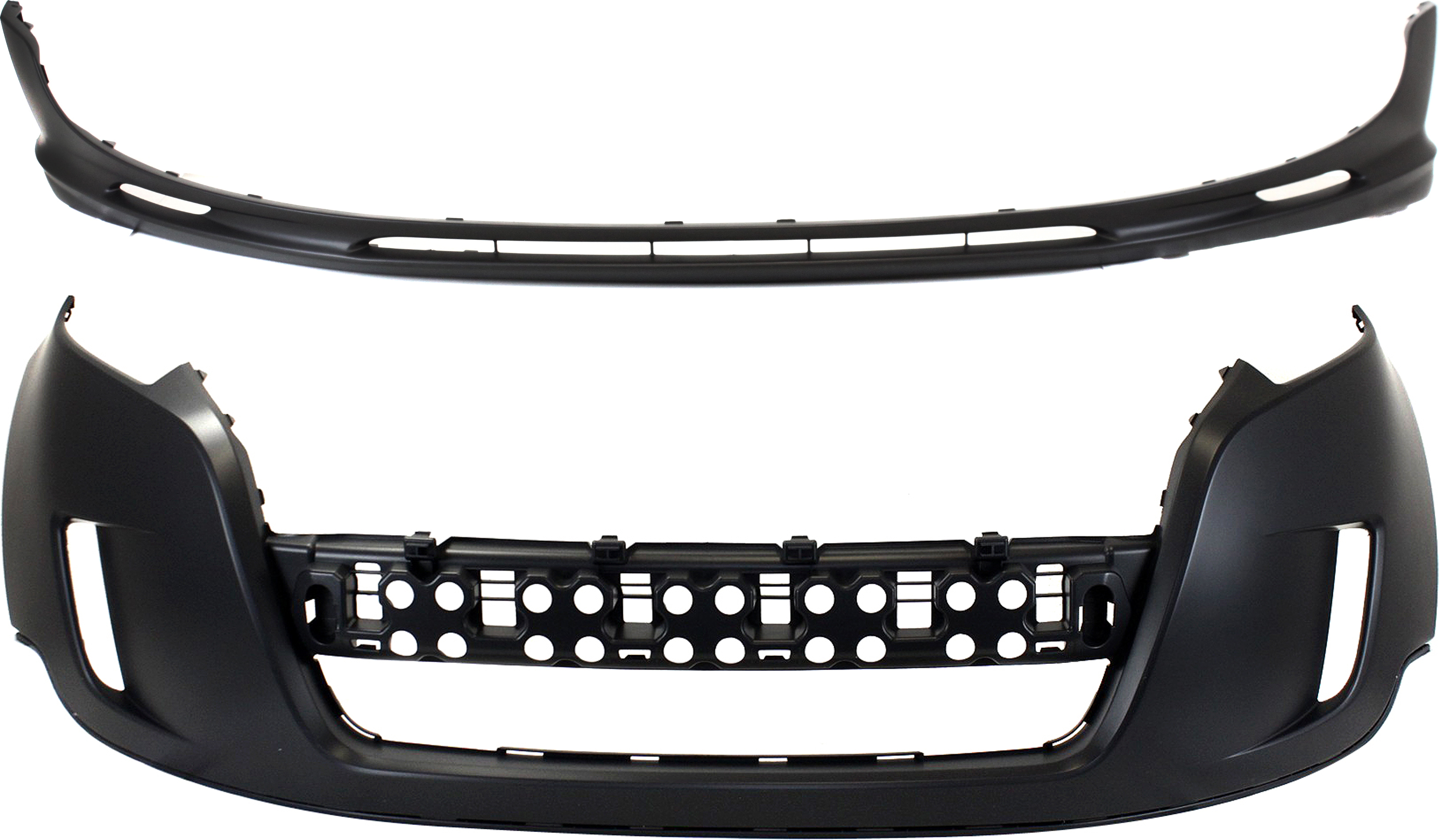 AM EDGE 11-14 FRONT BUMPER COVER Upper and Lower Primed Sport Model CAPA SKU SET REPF010377PQ Partslink FO1015111C FO1014107C OEM BT4Z17D957CPTM BT4Z17D957BPTM