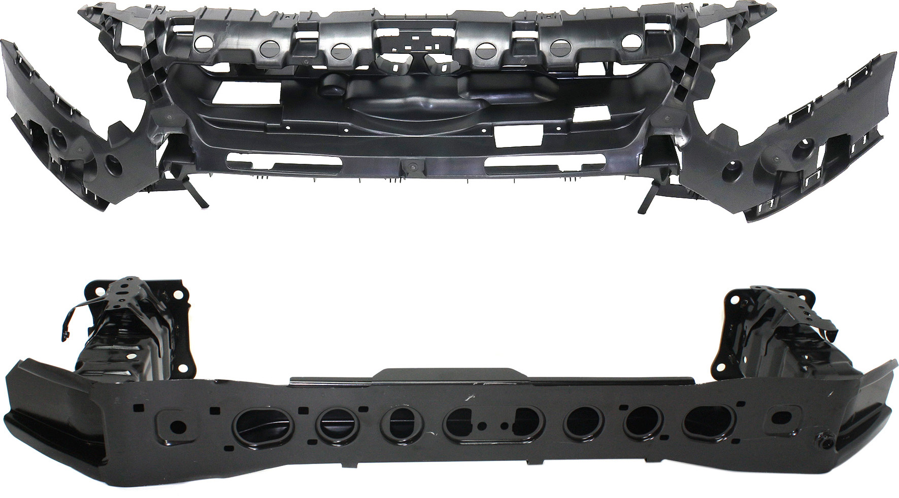 AM TRANSIT CONNECT 14-18 BUMPER REINFORCEMENT Set of 2 Front with Upper Reinforcement Van Wagon SKU SET REPF012534-2 Partslink FO1006266 FO1069100 OEM KV6Z6110852B DT1Z17C897F