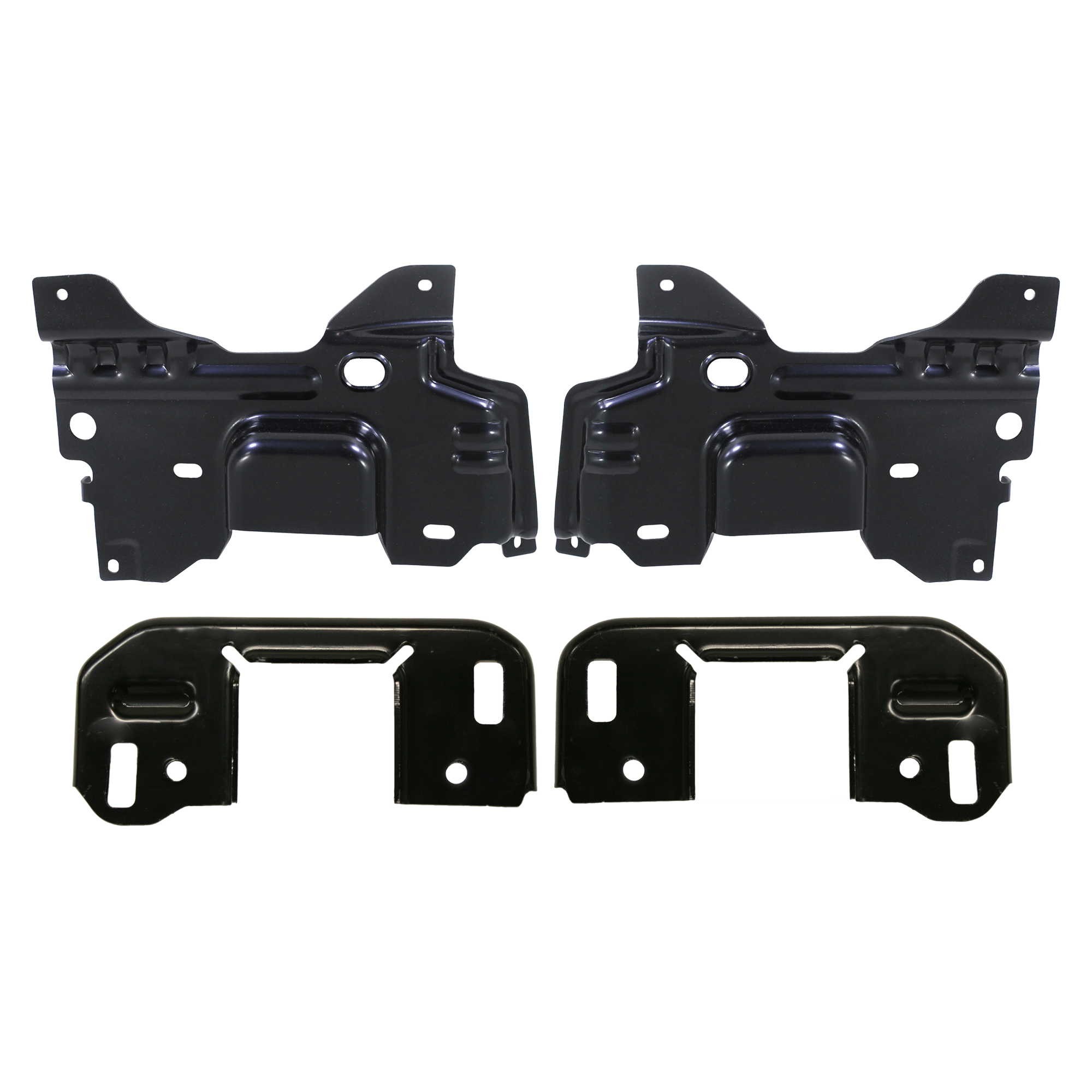 AM F 150-09-14 FRONT BUMPER BRACKET RH AND LH Set of 4 SKU SET REPF013101 G Partslink FO1066177 FO1066180 FO1067177 FO1067180 OEM 9L3Z17B984A 9L3Z17B985A 9L3Z5D