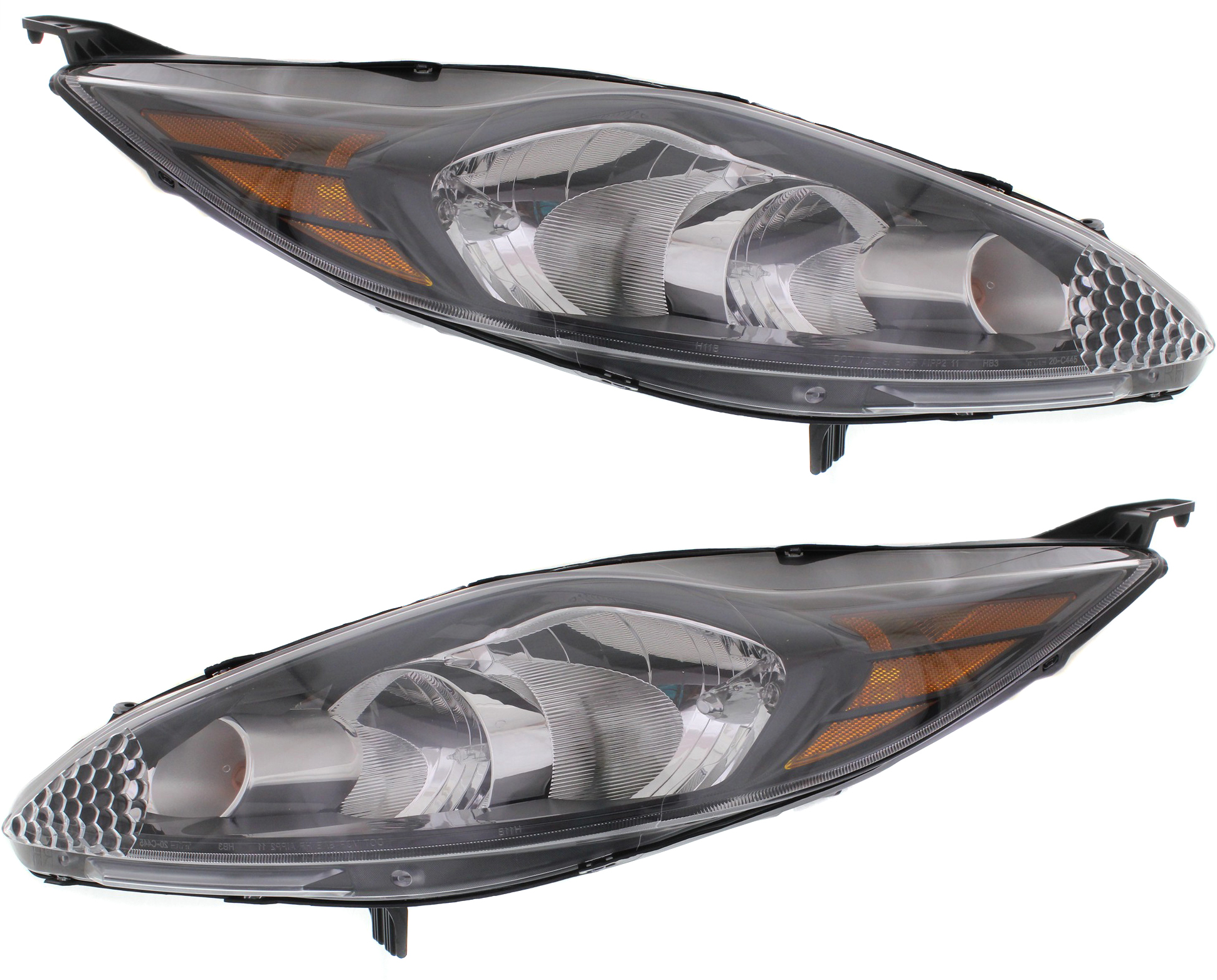 AM FIESTA 12-13 HEAD LAMP RH AND LH Assembly Halogen w Appearance Package Hatchback Sedan SE Model SKU SET REPF100193 Partslink FO2503300 FO2502300 OEM CE8Z13008A CE8Z13008B