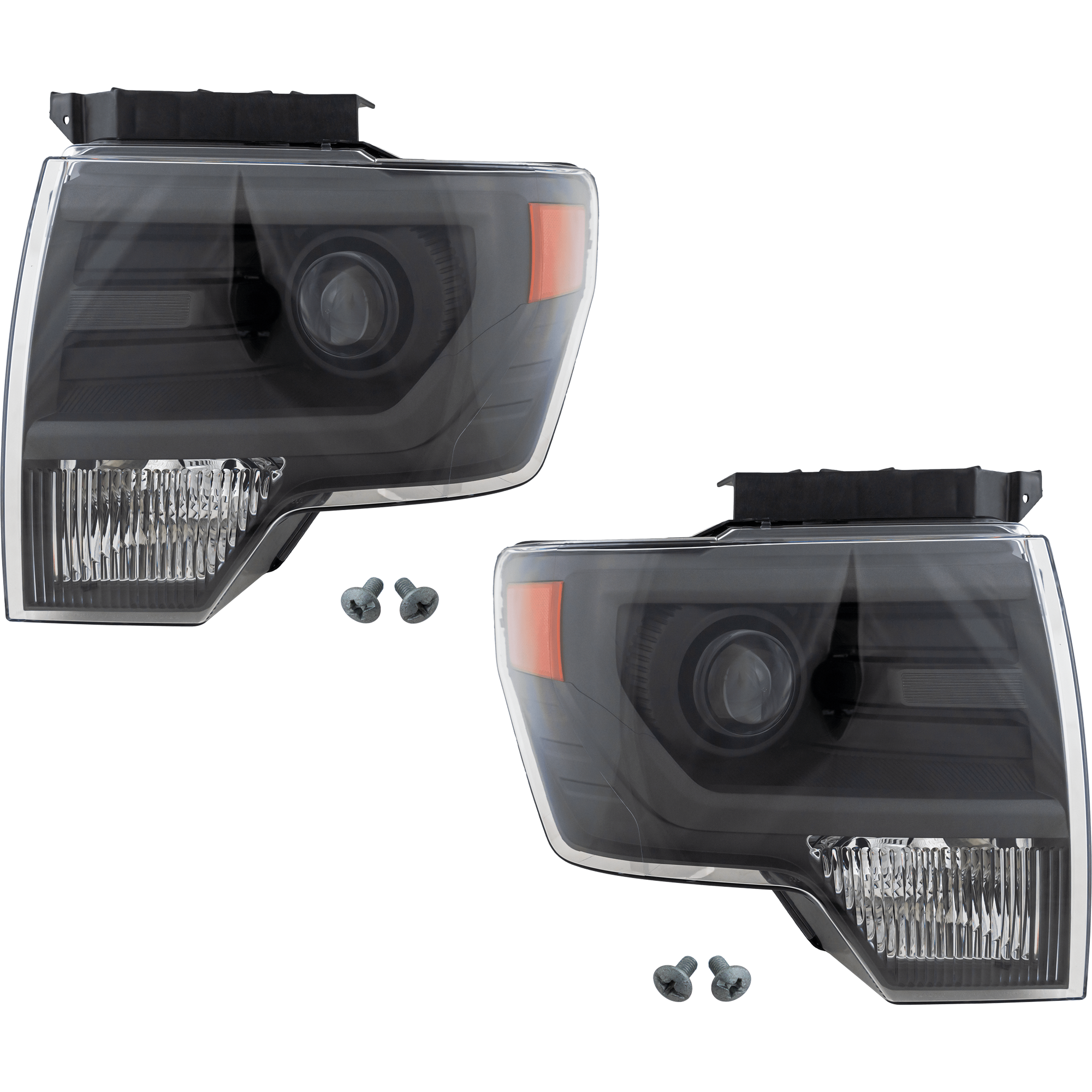 AM F 150-13-14 HEAD LAMP RH AND LH Lens and Housing HID Xenon w o HID Kit Gray Interior SVT Raptor Model CAPA SKU SET REPF100311Q Partslink FO2519122C FO2518122C OEM DL3Z13008BB DL3Z13008CB