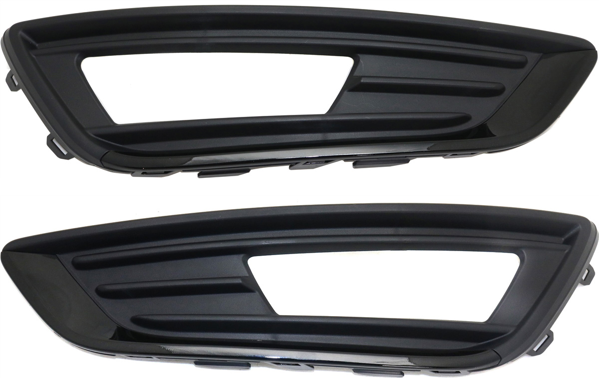 AM FOCUS 15-18 FRONT FOG LAMP MOLDING RH AND LH Textured Black w Sport Pkg SE Model HB Sedan SKU SET REPF108013 Partslink FO1039158 FO1038158 OEM FM5Z17B814AA FM5Z17B814AB