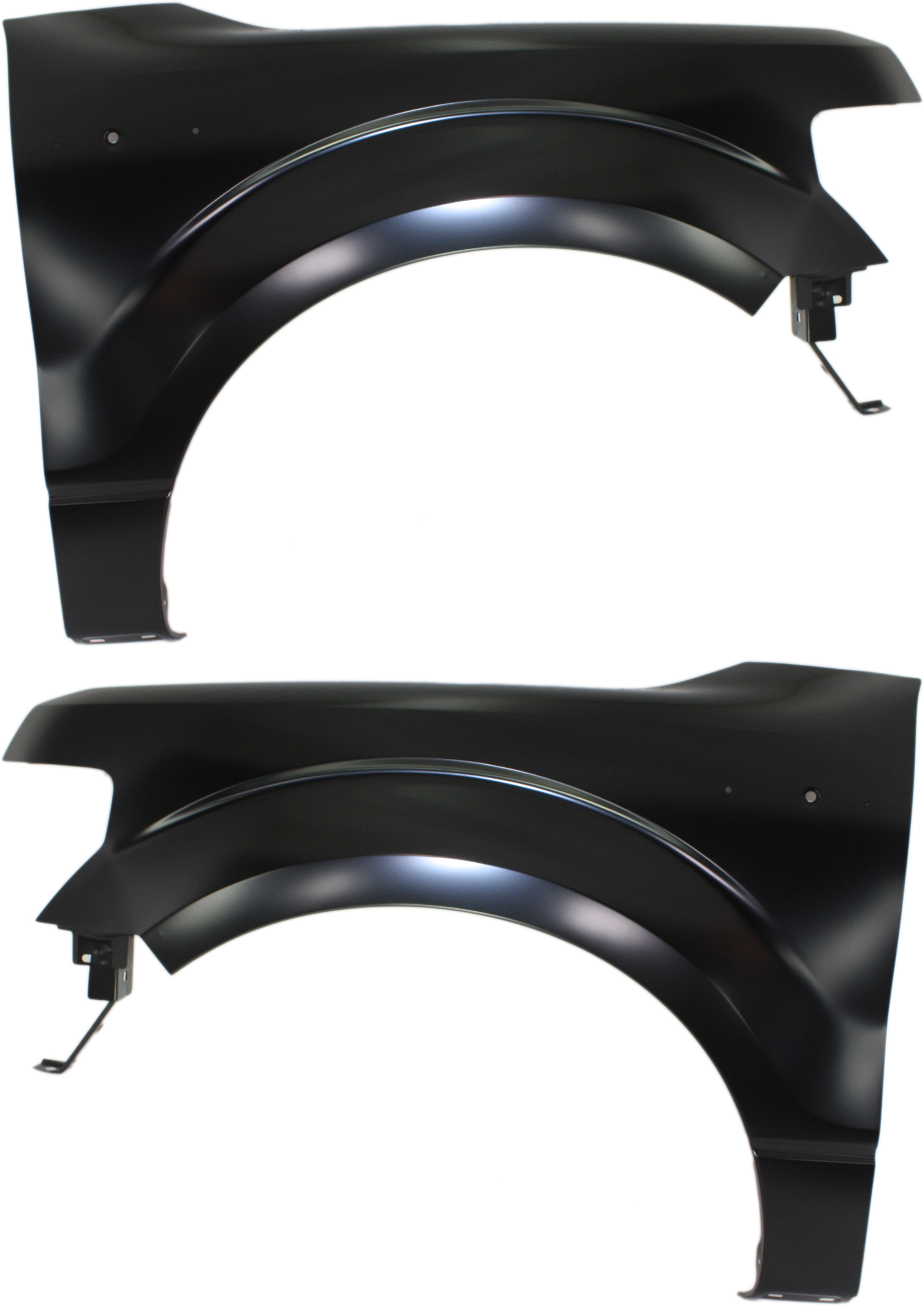 AM F 150-09-14 FRONT FENDER RH AND LH Black w o Wheel Opening Molding Holes CAPA SKU SET REPF220109Q Partslink FO1240272C FO1241272C OEM BL3Z16006A CL3Z16005A