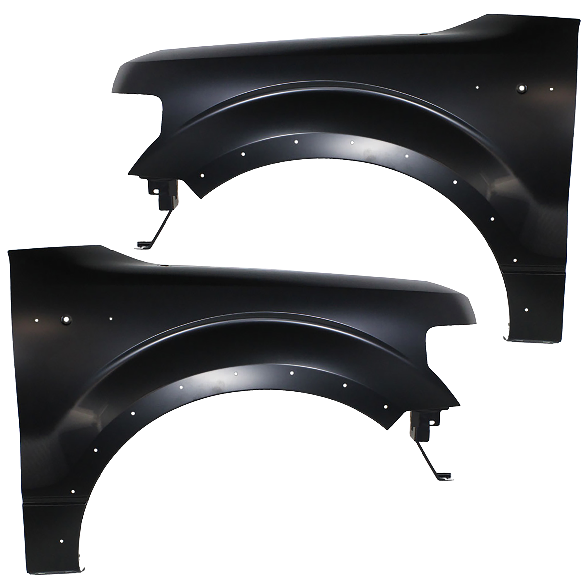 AM F 150-09-14 FRONT FENDER RH AND LH Primed w Wheel Opening Molding Holes CAPA SKU SET REPF220111Q Partslink FO1240273C FO1241273C OEM BL3Z16006B CL3Z16005B