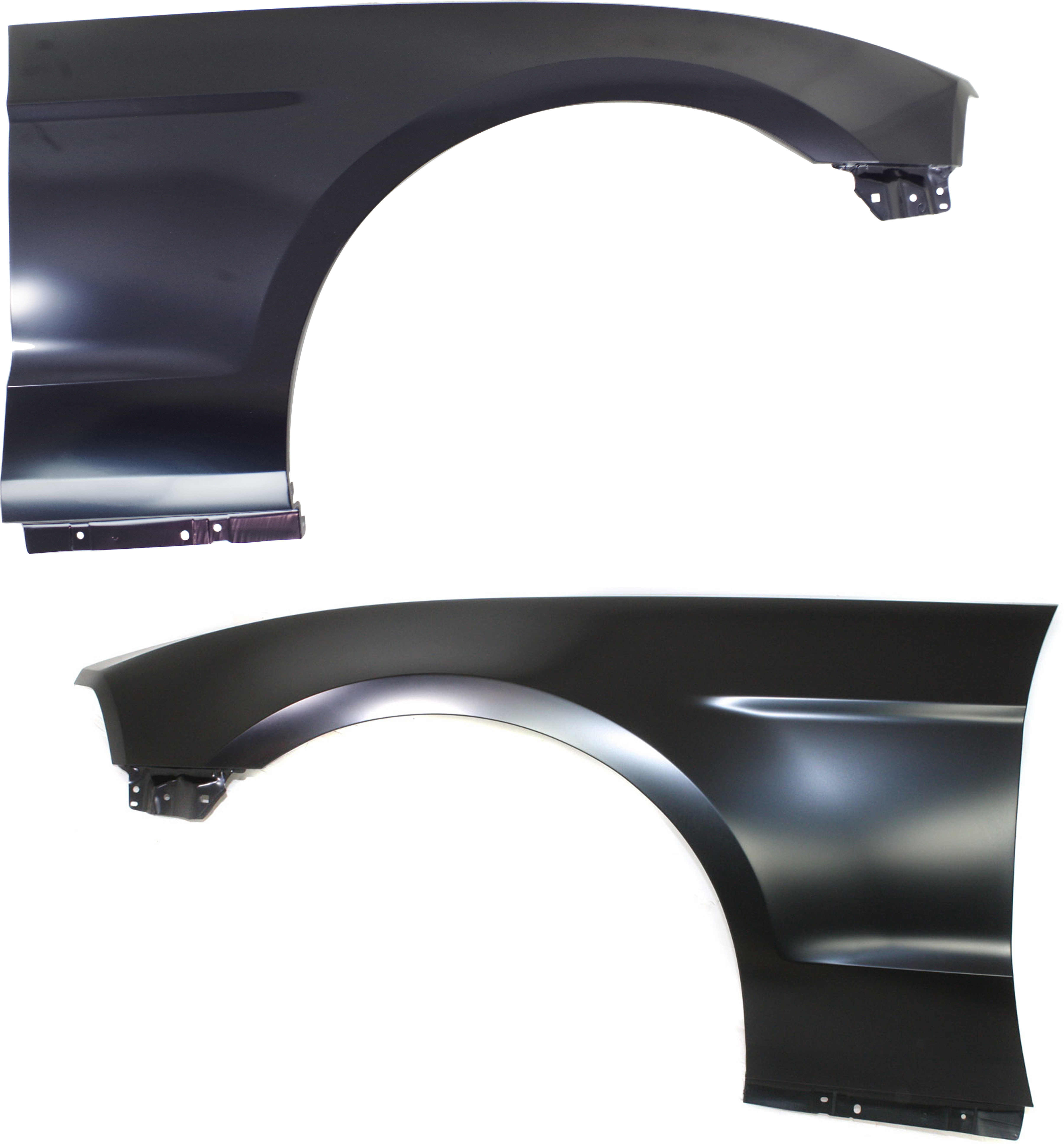 AM MUSTANG 10-14 FRONT FENDER RH AND LH Primed w o Wheel Opening Molding Holes CAPA SKU SET REPF220116Q Partslink FO1240281C FO1241281C OEM AR3Z16005A AR3Z16006A