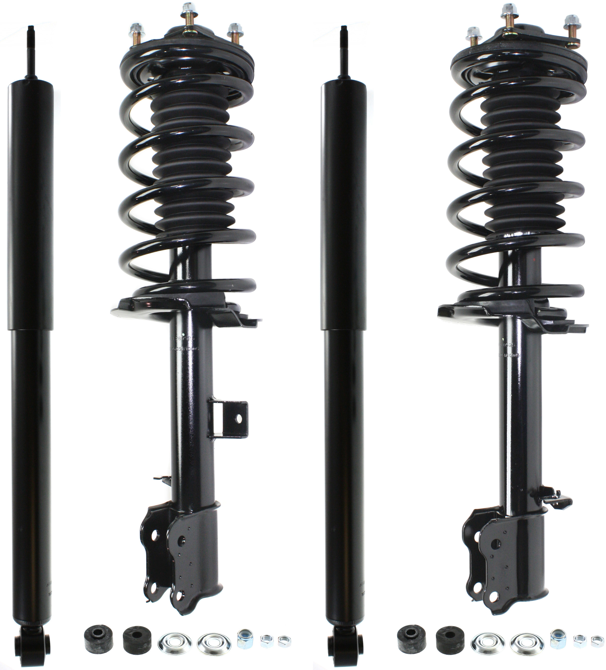 AM ESCAPE 01-07 TRIBUTE 01-06 FRONT AND REAR SHOCK AND FULLY LOADED STRUT RH AND LH Gas Charged Twin tube Set of 4 SKU SET REPF280525-4 OEM 3U2Z18124VAA 6L8Z18124AC 8L8Z1
