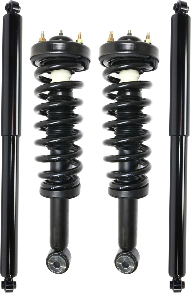 AM F 150-09-13 FRONT AND REAR SHOCK AND FULLY LOADED STRUT RH AND LH Gas Charged Twin tube Set of 4 SKU SET REPF280538-4 OEM 9L3Z18125F AL3Z18124AA AL3Z181