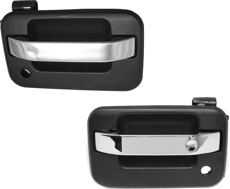 AM F 150-04-22 MARK LT 06-08 FRONT EXTERIOR DOOR HANDLE RH AND LH Textured Black w Keyhole LH w o Keypad Hole w Plastic Connector SKU SET REPF462111 Partslink FO1311129 OEM 9L3Z1522405BB CL3Z1522404BB CL