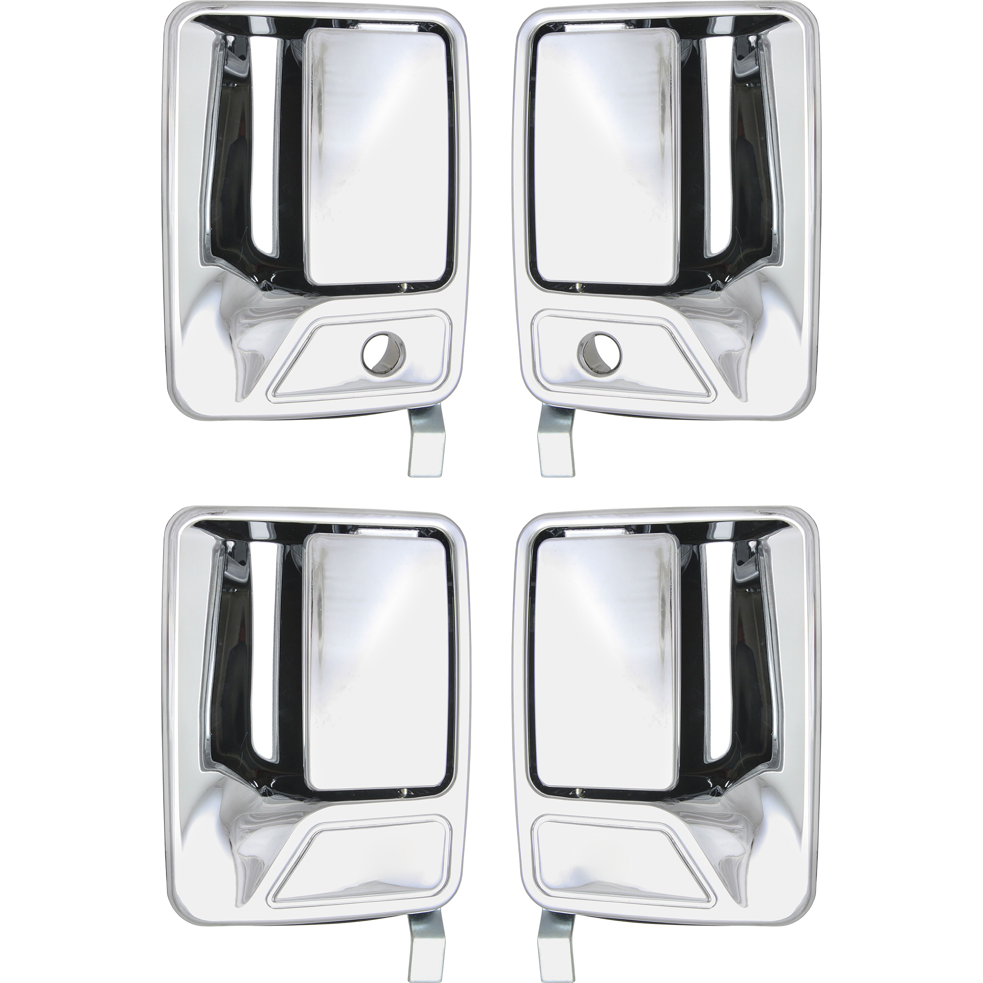 AM F SERIES SUPER DUTY 99-16 FRONT AND REAR EXTERIOR DOOR HANDLE RH AND LH All Chrome SKU SET REPF462133C 4 Partslink FDH010046 OEM 4C3Z2522404AAA PFM 4C3Z3622405