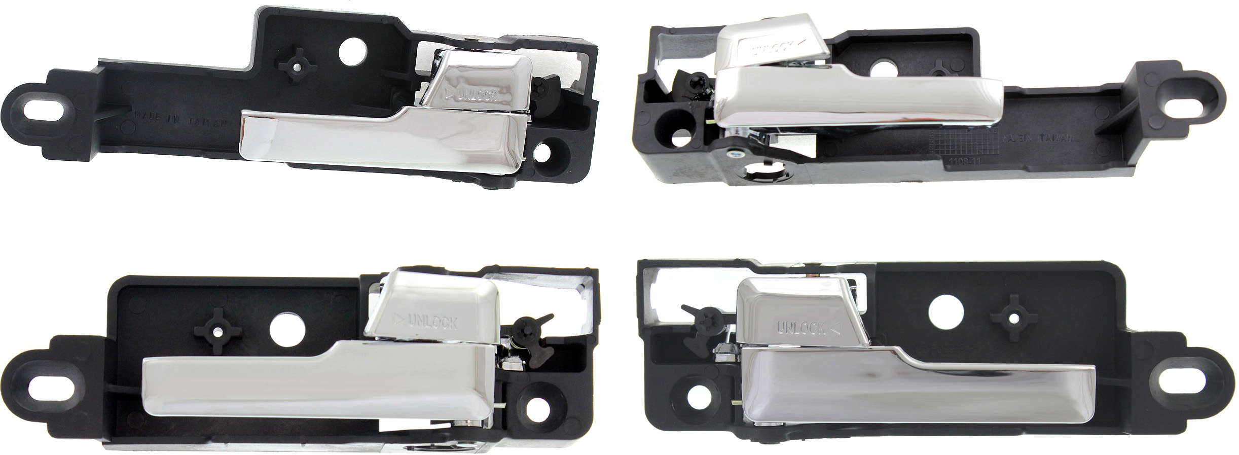 AM FUSION 06-12 FRONT AND REAR DOOR HANDLE RH Set of 4 Inside Plastic All Chrome SKU SET REPF462347-4 Partslink FO1353143 FO1352143 FO1553115 FO1552115 OEM 6E5Z5422600AA 6E5Z5422601A BE5