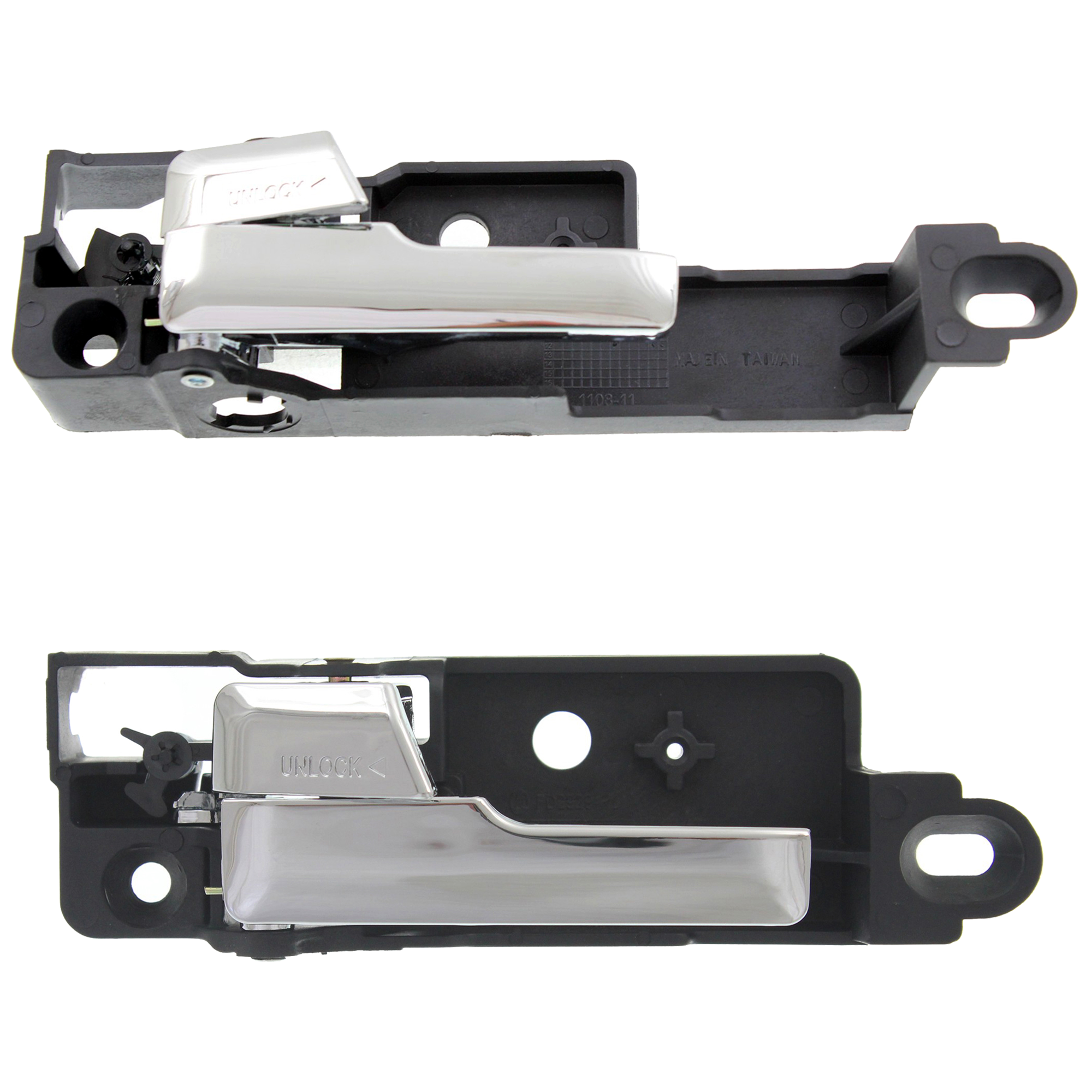 AM FUSION 06-12 MKZ 07-12 FRONT AND REAR INTERIOR DOOR HANDLE LH Plastic Chrome SKU SET REPF462348 Partslink FO1352143 FO1552115 OEM 6E5Z5422601A 6E5Z5422601B