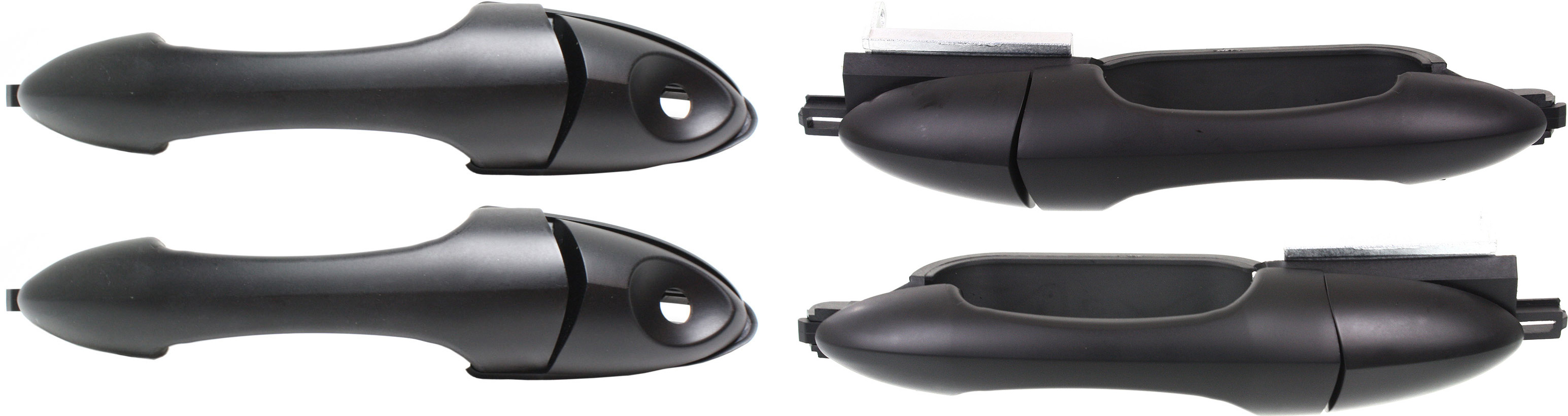 AM FOCUS 00-07 FRONT AND REAR DOOR HANDLE Set of 4 Front and Rear RH and LH Outside Smooth Black SKU SET REPF462512-4 Partslink FO1310142 OEM 2T2Z7822404BAPTM 2T2Z5422088BA
