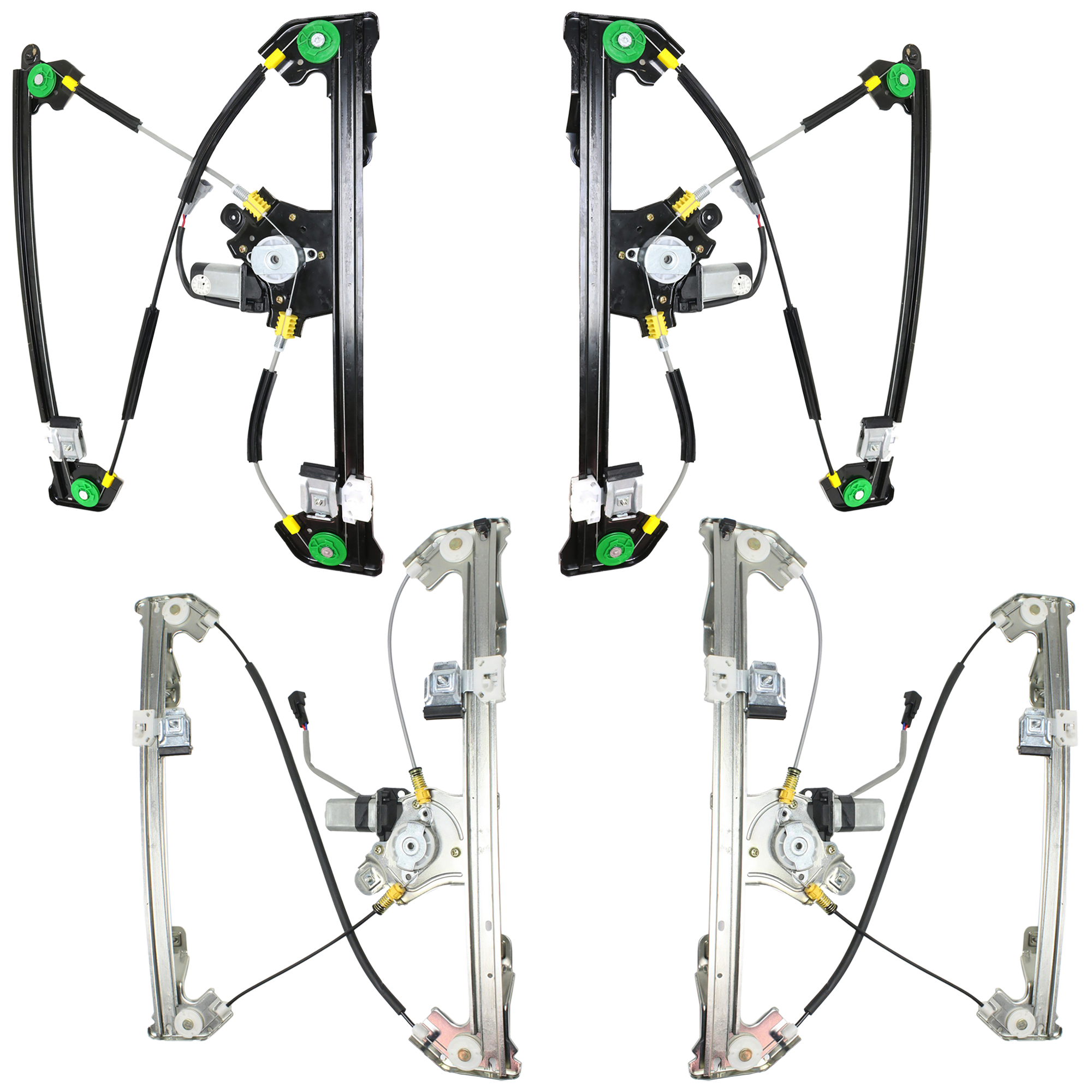 AM F 150-04-08 MARK LT 06-08 FRONT AND REAR WINDOW REGULATOR RH AND LH Set of 4 Power w Motor SKU SET REPF462913-4 Partslink FO1350159 FO1350153 FO1351159 FO1351153 FO1550126 FO1551126 OEM 6L3Z1523200BA 4L3Z1523200CA 6L