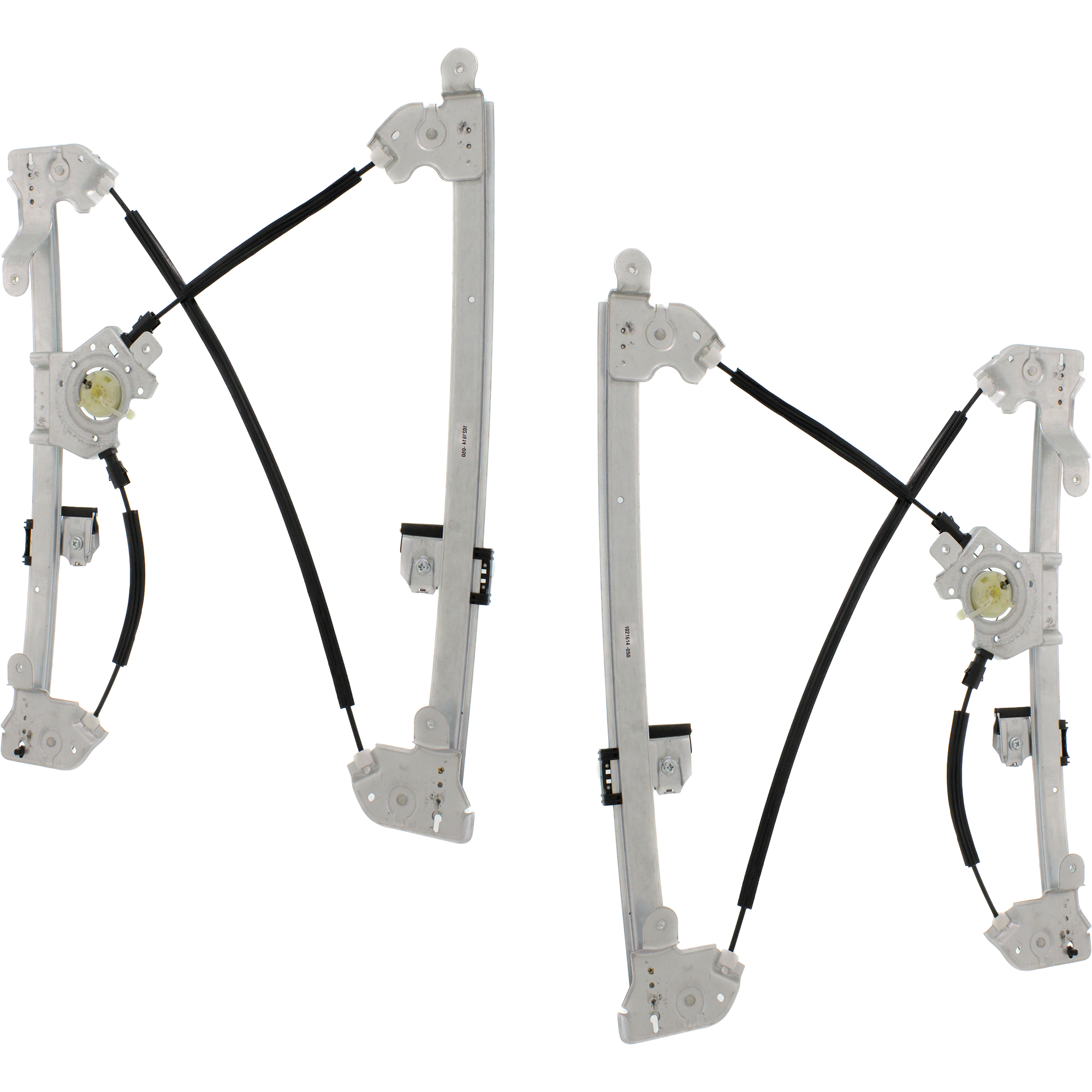 AM F 150-04-06 FRONT WINDOW REGULATOR RH and LH Power w o Motor SKU SET REPF462931 Partslink FO1351161 FO1350161 OEM 4L3Z1523200CA PFM 4L3Z1523201C