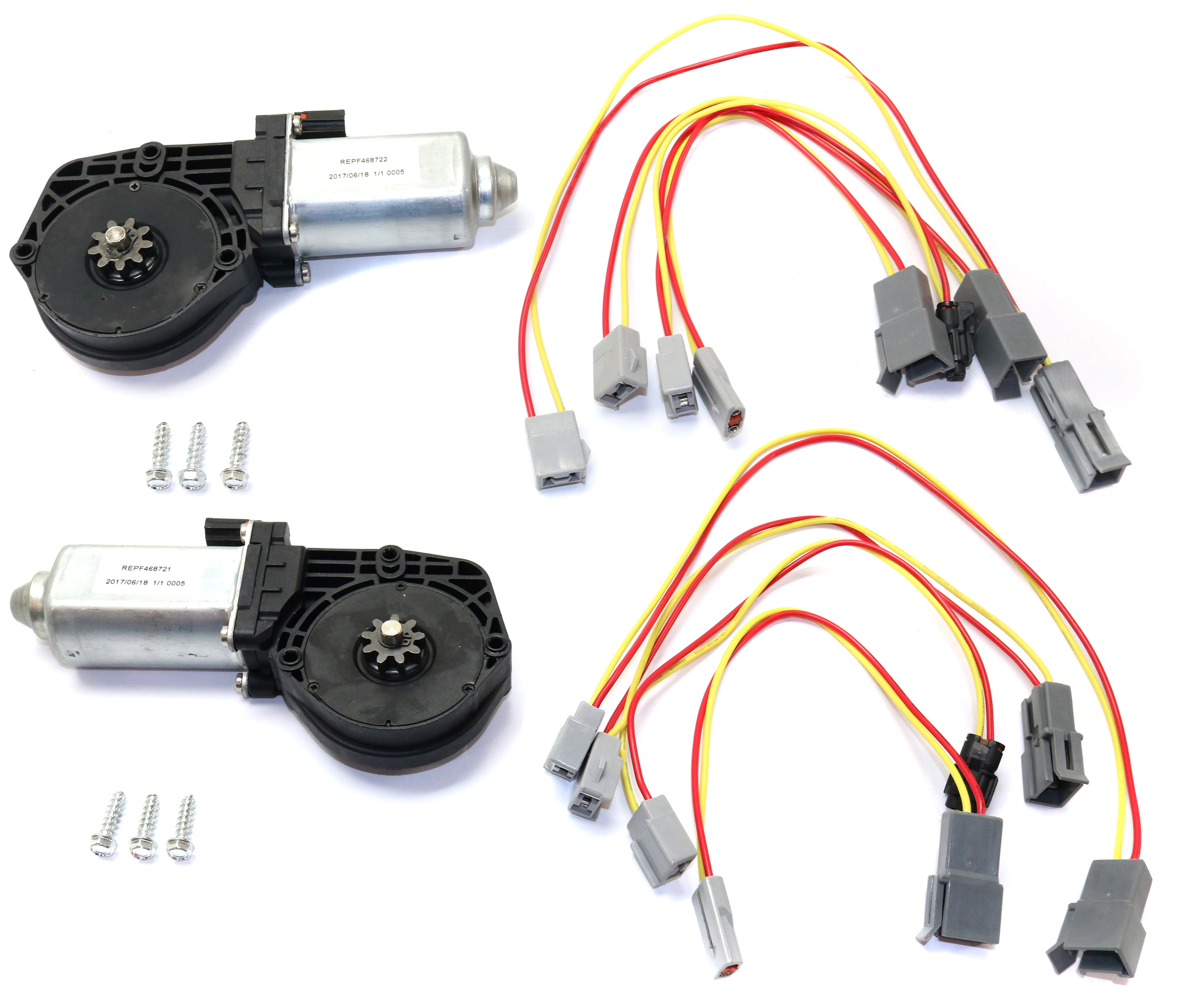 AM CUSTOM 500-64-72 COUGAR 69-97 WINDOW REGULATOR MOTOR Front RH AND LH =Rear SKU SET REPF468721 Partslink FO1357105 FO1356105 OEM H2MZ99233V94C H2MZ99233V94B