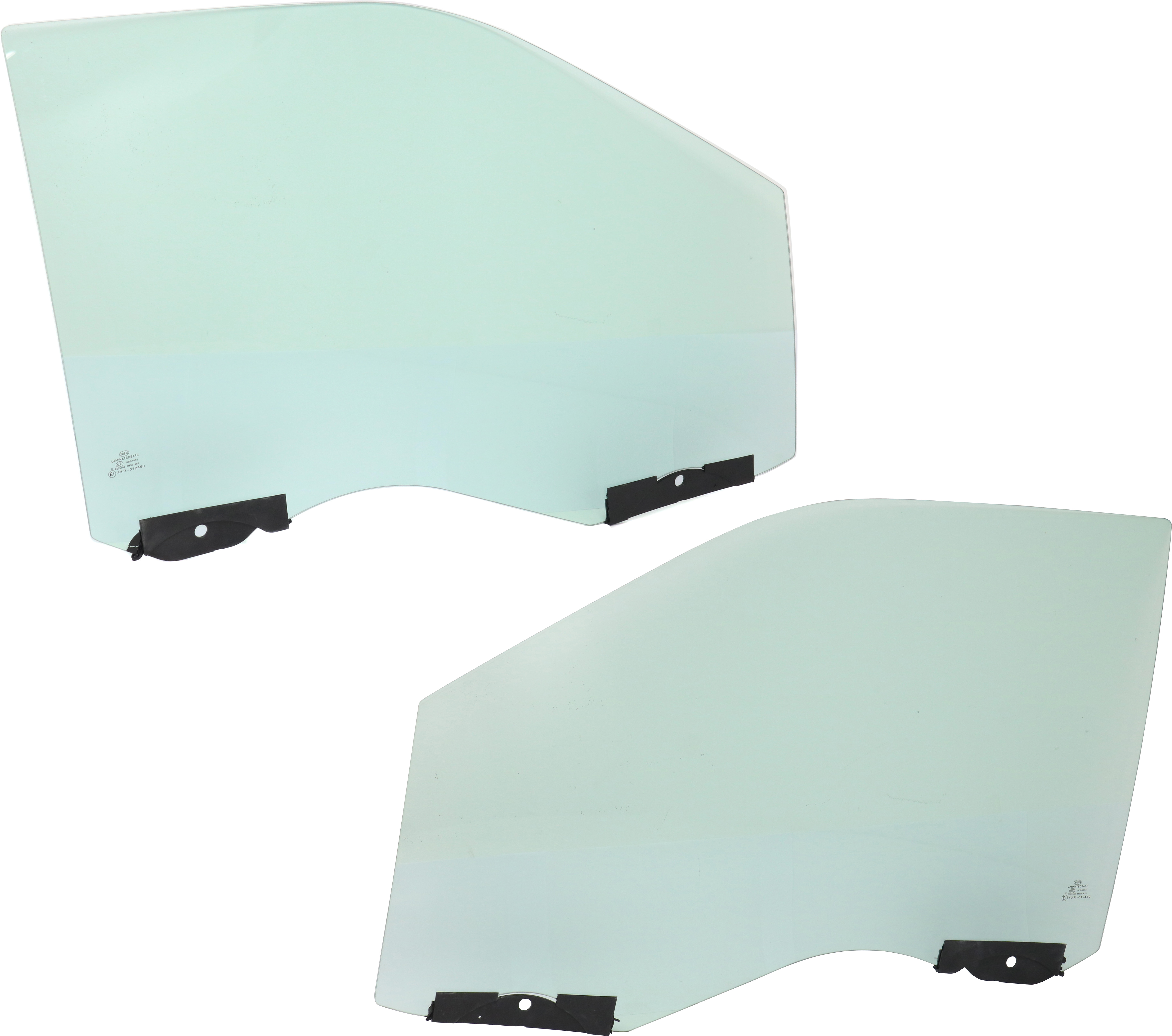 AM F 150-15-18 FRONT DOOR GLASS RH AND LH Green Tint w Clips Laminated SKU SET REPF480141 OEM FL3Z1521410B DD12393GTYN FL3Z1