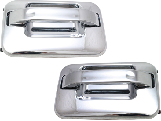 AM F 150-04-14 MARK LT 06-08 REAR EXTERIOR DOOR HANDLE RH AND LH All Chrome w Plastic Connector SKU SET REPF491309C Partslink FDH010042 FDH010041 OEM CL3Z1522404AB PFM 8L3Z1522405A