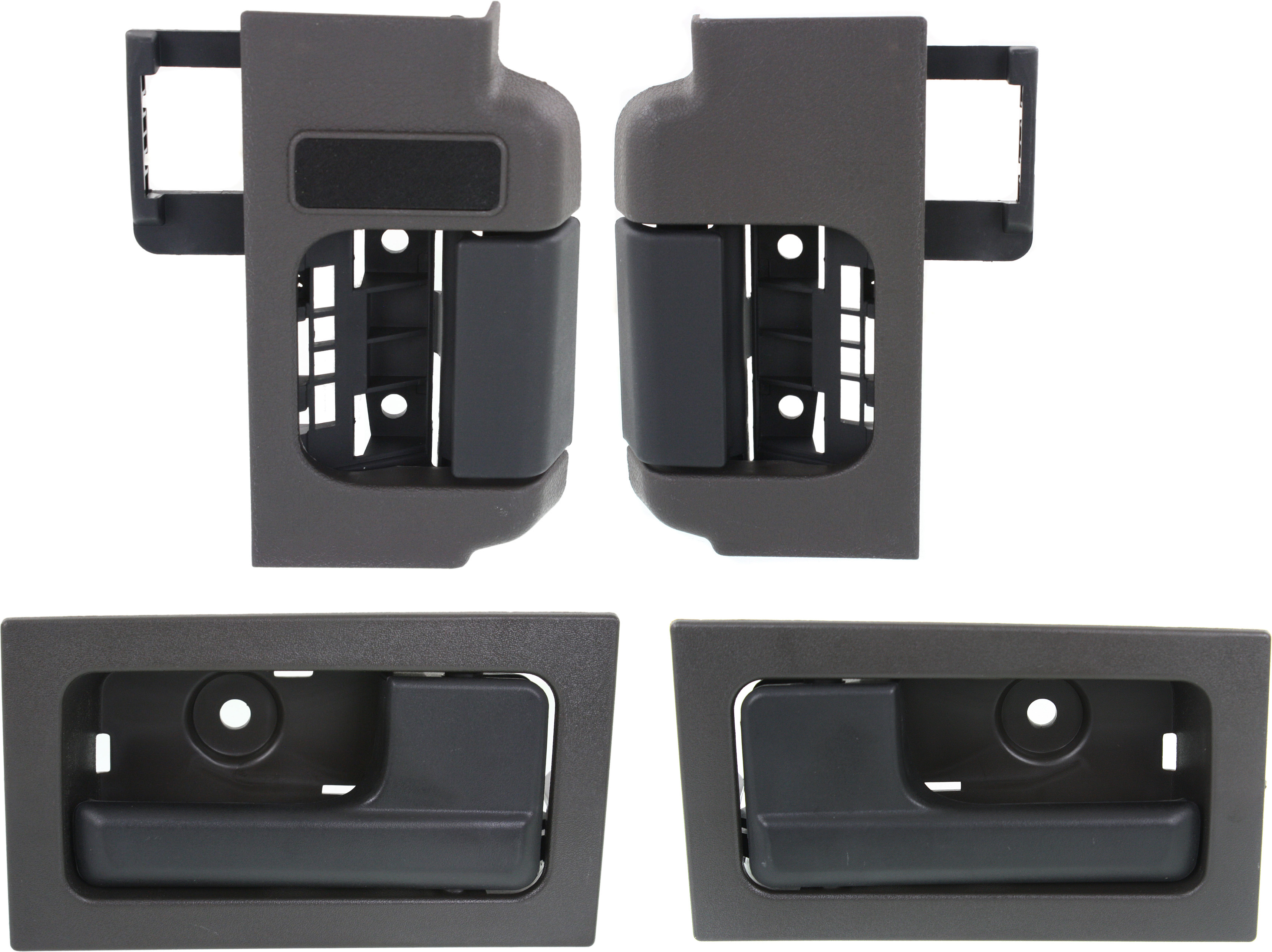 AM F 150-09-14 FRONT AND REAR INTERIOR DOOR HANDLE RH AND LH Set of 4 Gray bezel w black lever SKU SET REPF491515-4 Partslink FO1353151 FO1352151 OEM 9L3Z1822600AD 9L3Z1822601AD 9L